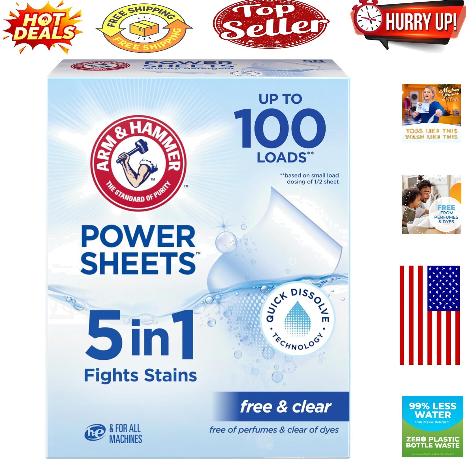 5-in-1 Power Sheets Free & Clear Laundry Detergent – Eco-Friendly, Hassle-Fre…