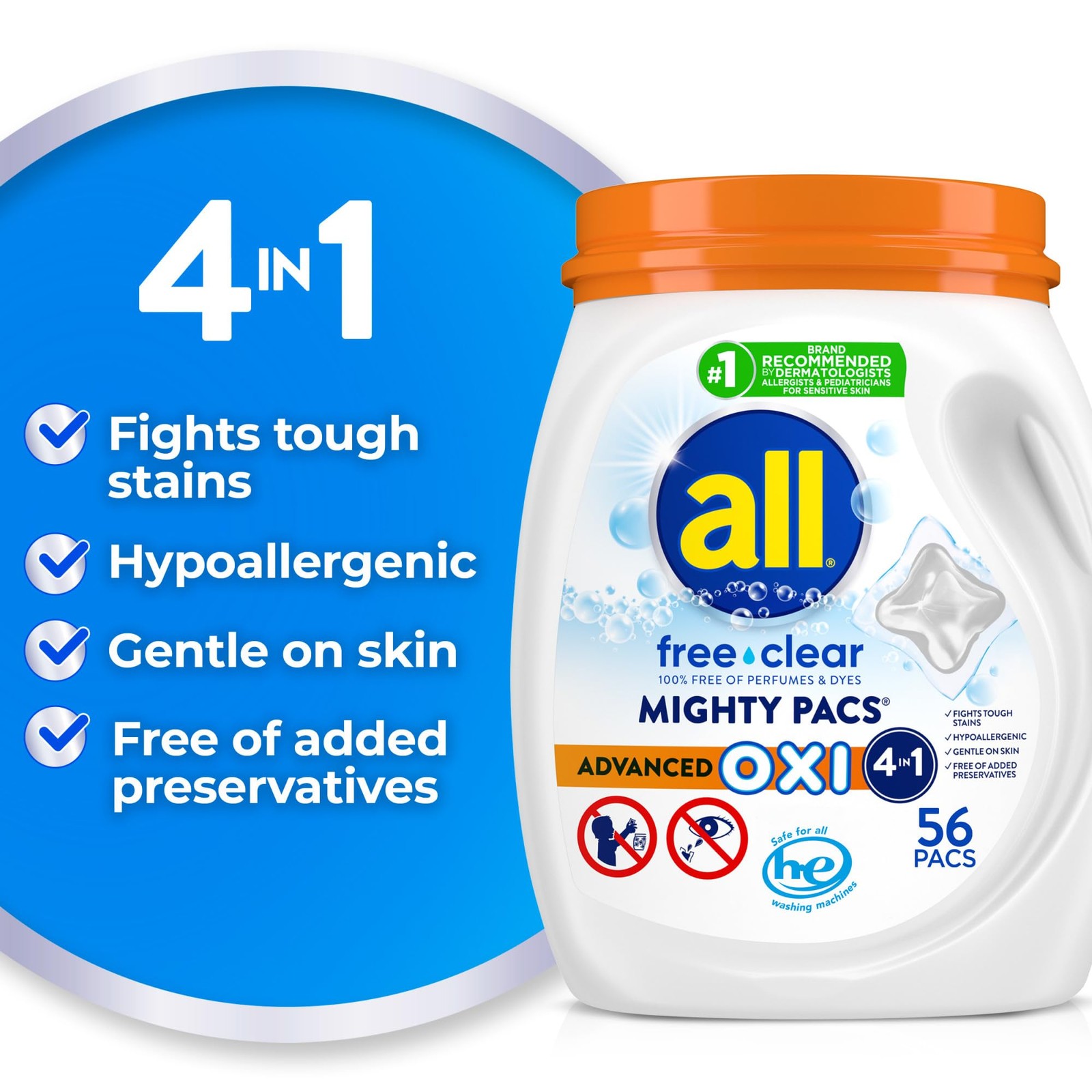 all free clear MIGHTY PACS Advanced OXI, 56 Count (Pack of 1), Transparent