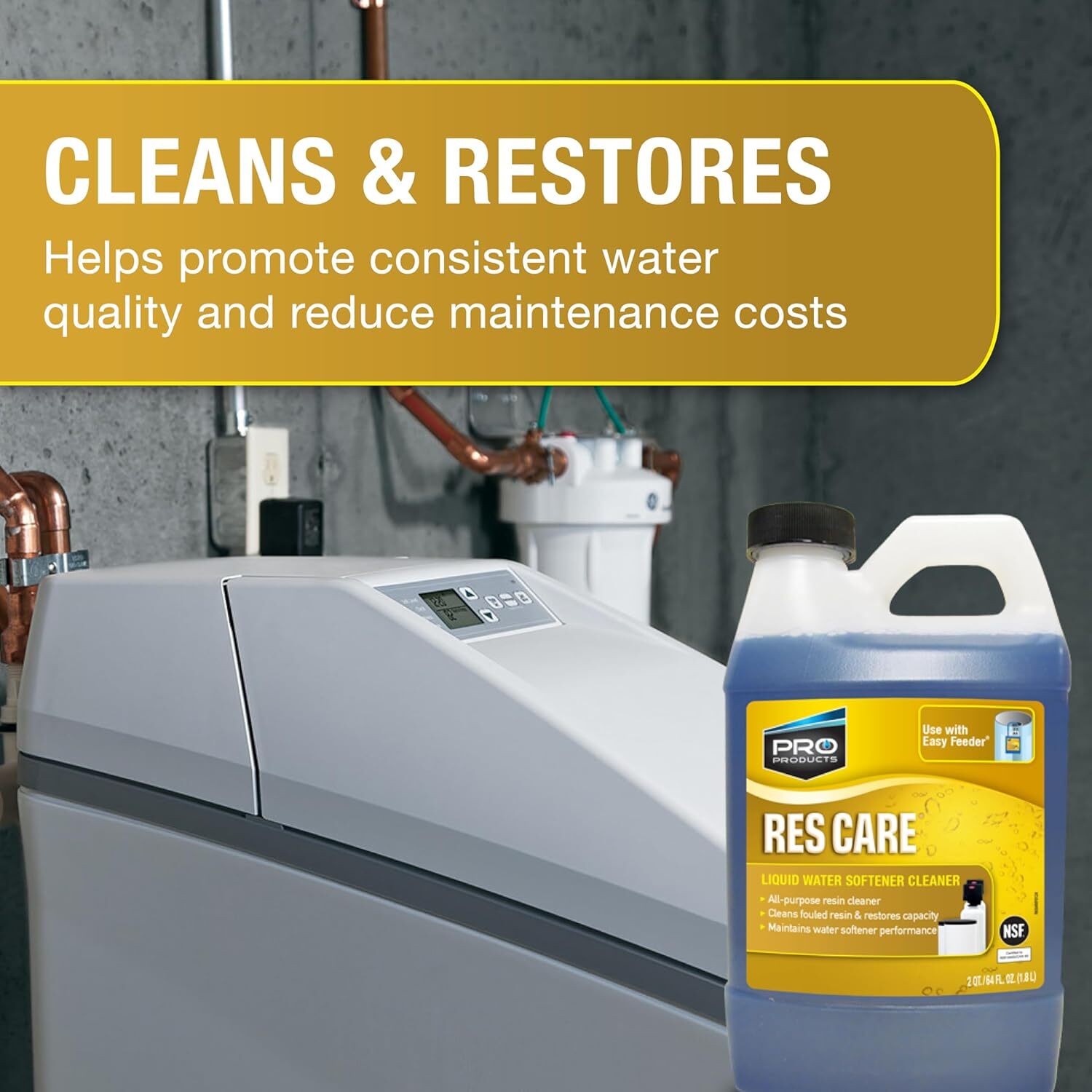 Pro Products Res Care Liquid Water Softener Cleaner, Universal Cleanser for Hard