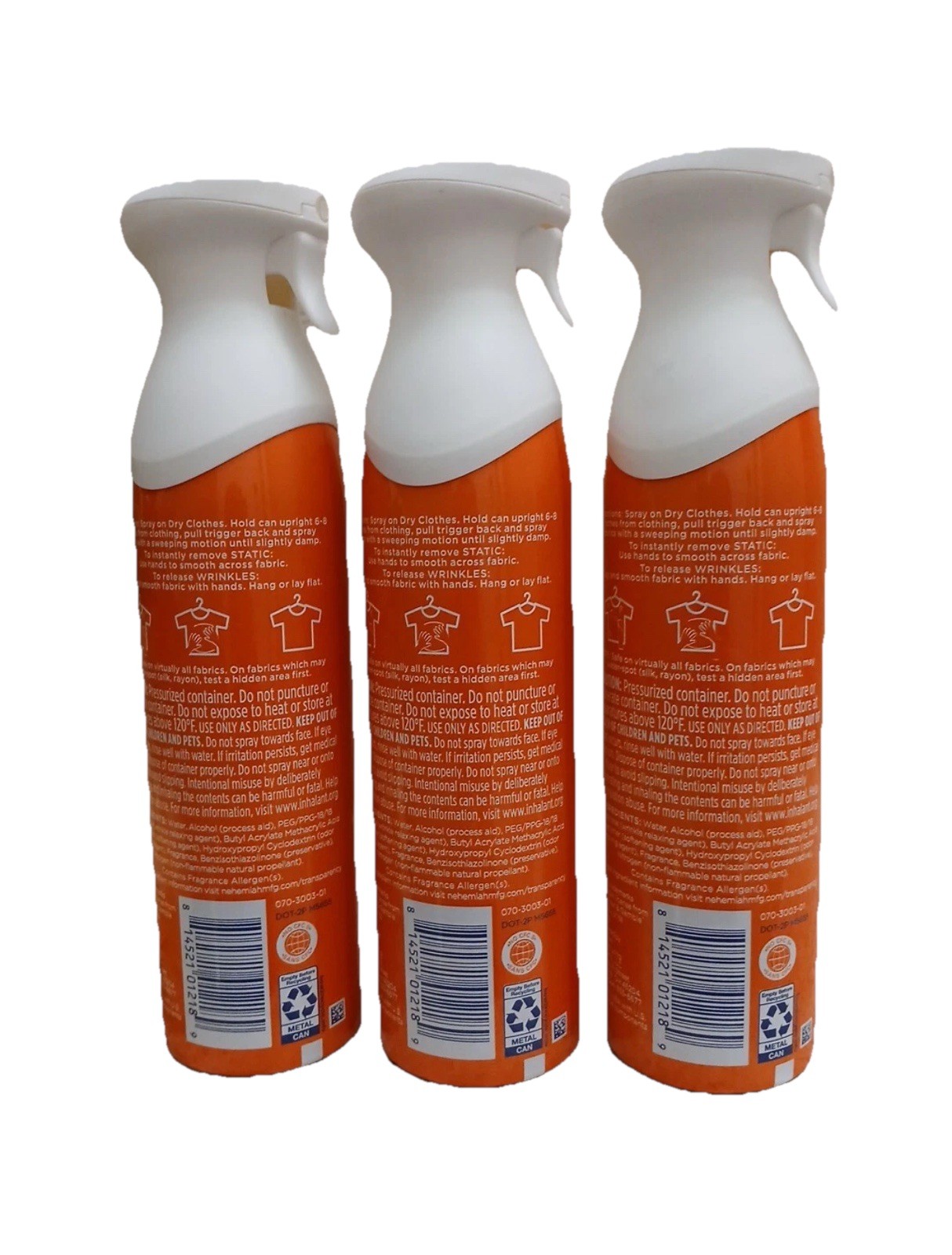 Lot 3 Bounce Anti Static Spray, 3 in 1 Instant Wrinkle Release, Odor Eliminator