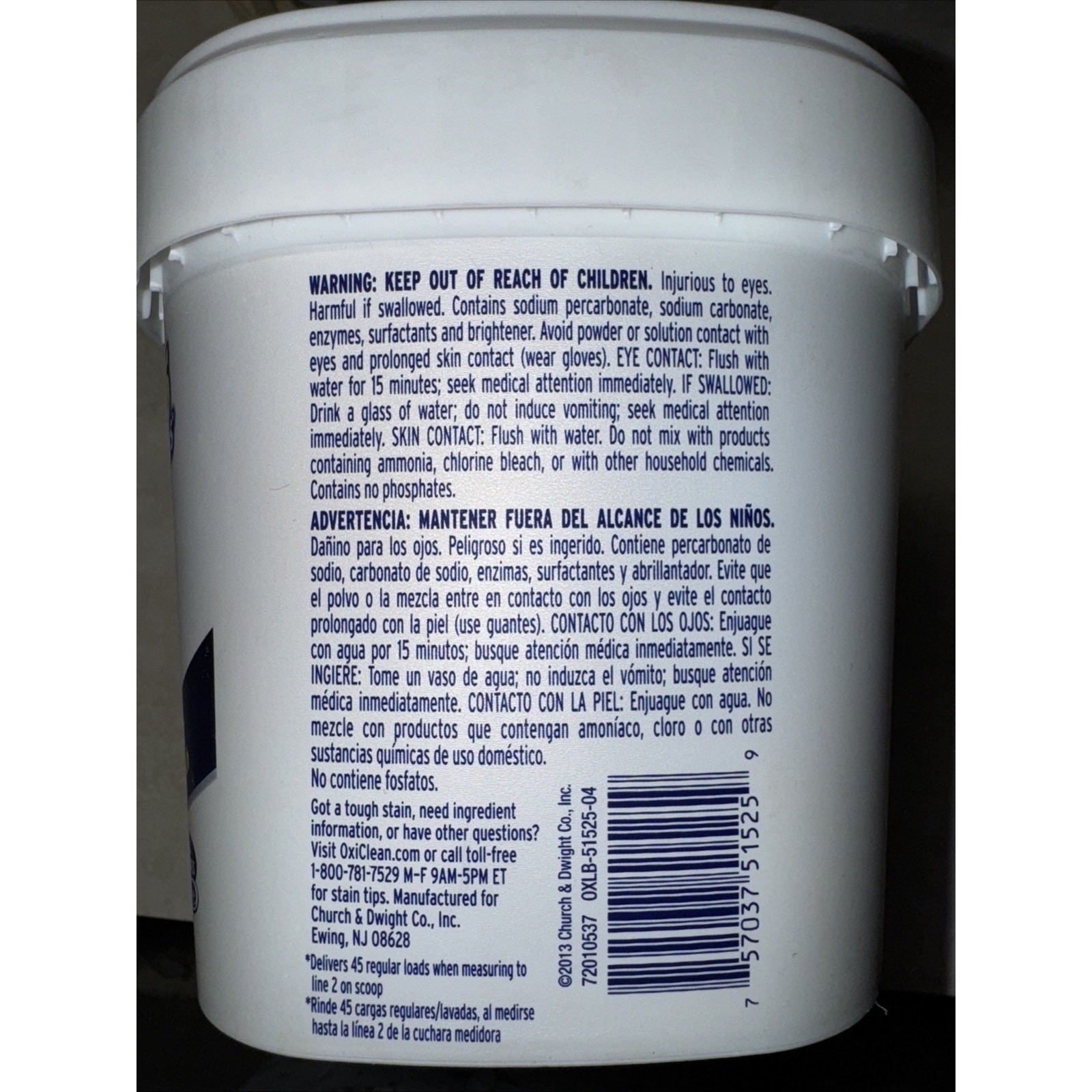 OXICLEAN WHITE REVIVE LAUNDY WHITENING POWDER Stain Remover Color Safe 3 Lb 45 L