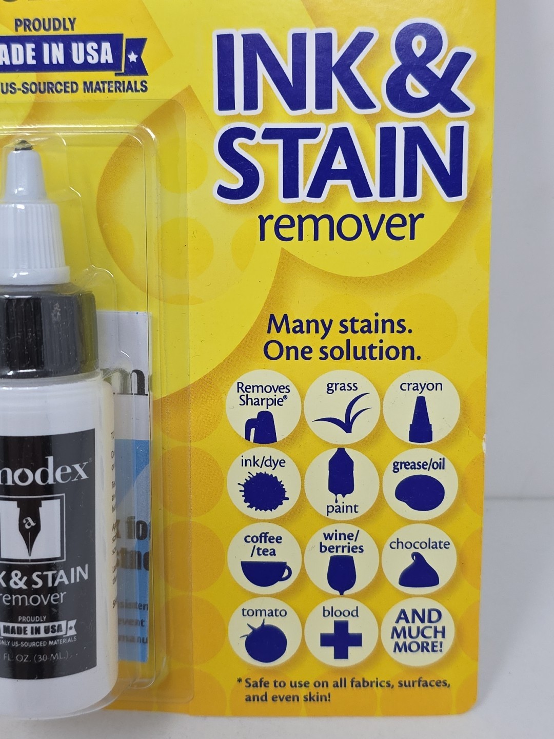 Amodex Non-Toxic Ink and Stain Remover Made In USA – 1 Oz. (30 mL) NEW