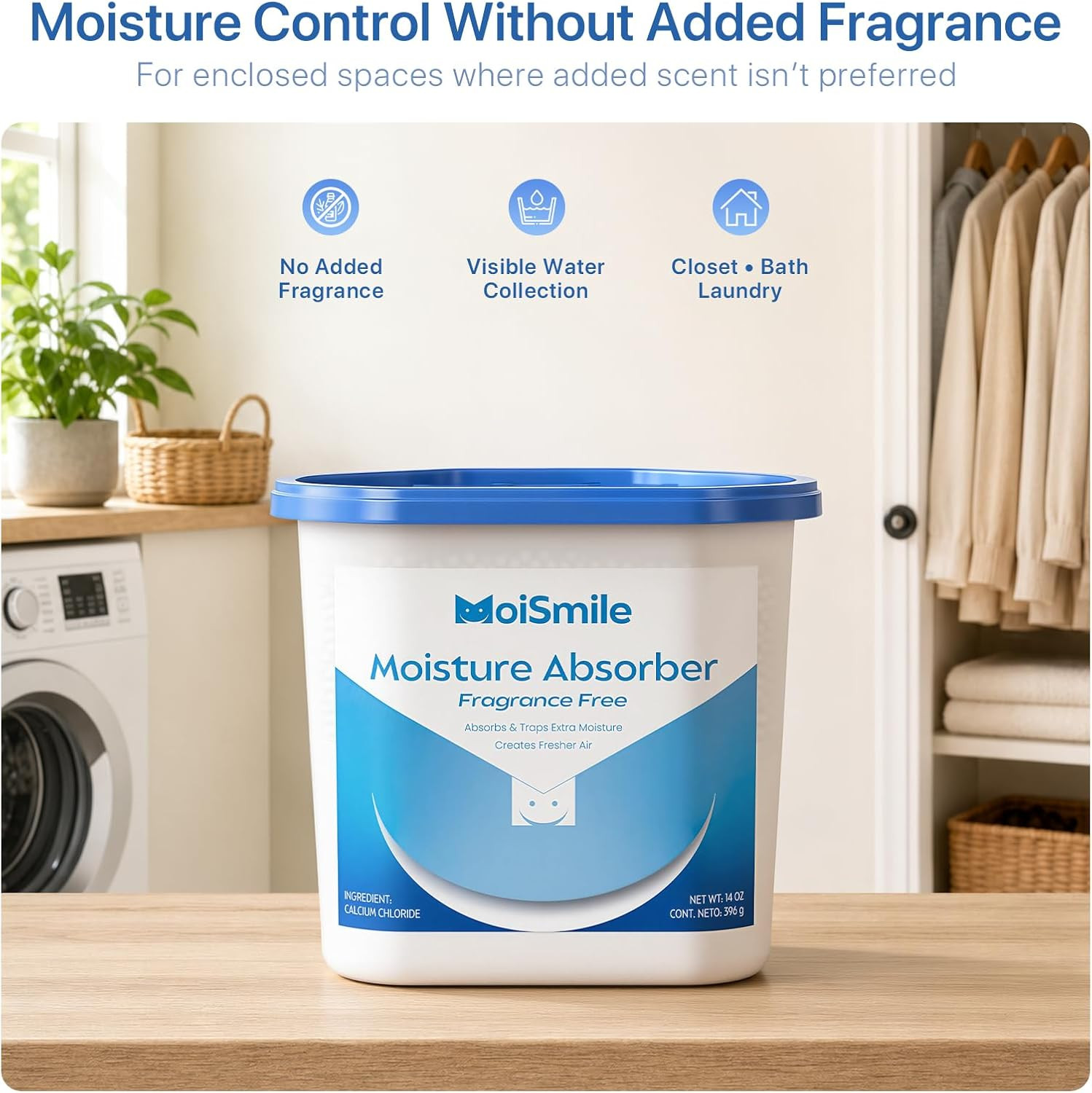 Large Moisture Absorber Buckets, 6 Pack, 14 Oz Each, Fragrance Free | 14 Oz Net