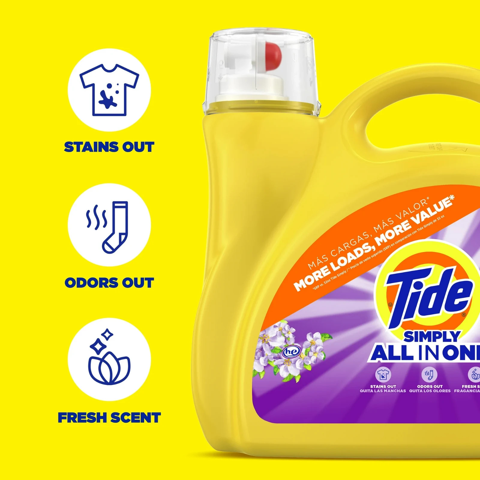 3P Tide Simply All-in-One Liquid Laundry Detergent Berry Blossom Scent 138 Loads