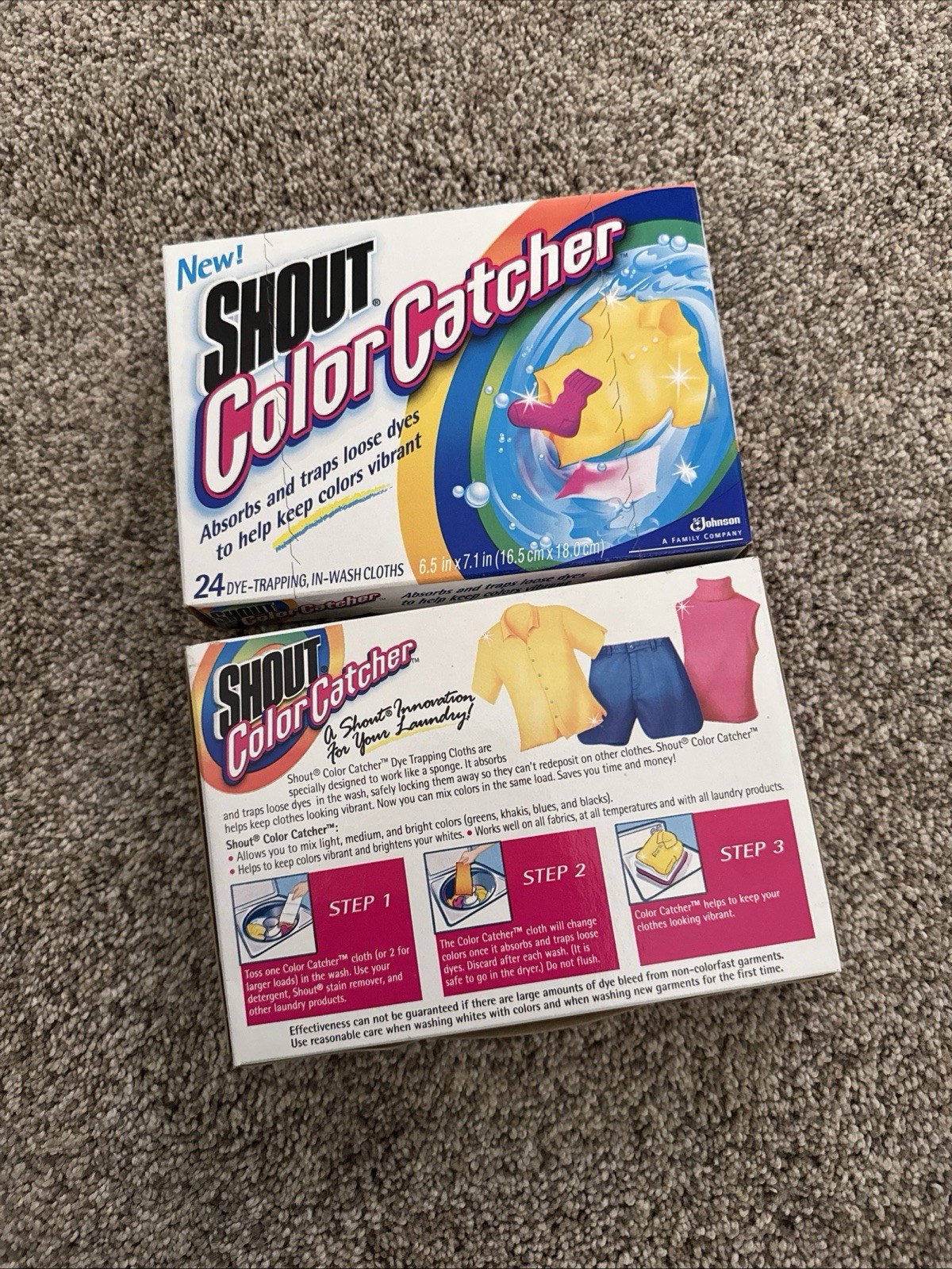 2-Shout Color Catcher, Laundry Dye-Trapping Sheets, 24 Sheets Vtg 2002 New