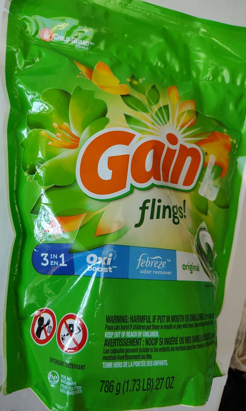 GAIN FLINGS 3 IN 1 DETERGENT PACS ORIGINAL – 35 PACK