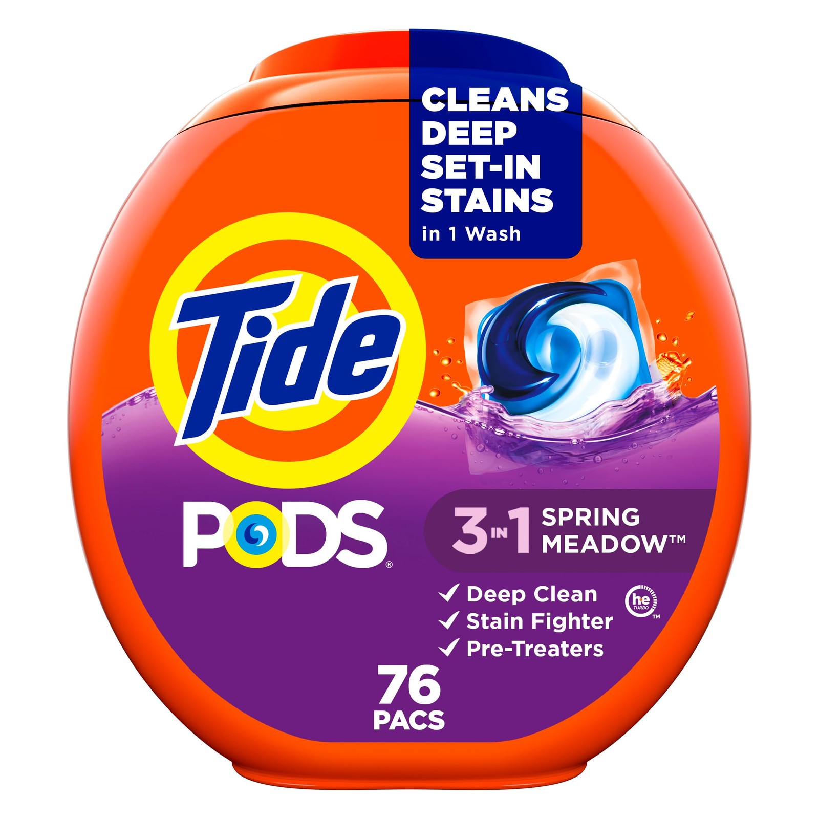 Tide PODS laundry detergent pacs, 3-in-1 Stain 76 Count (Pack of 1), liver
