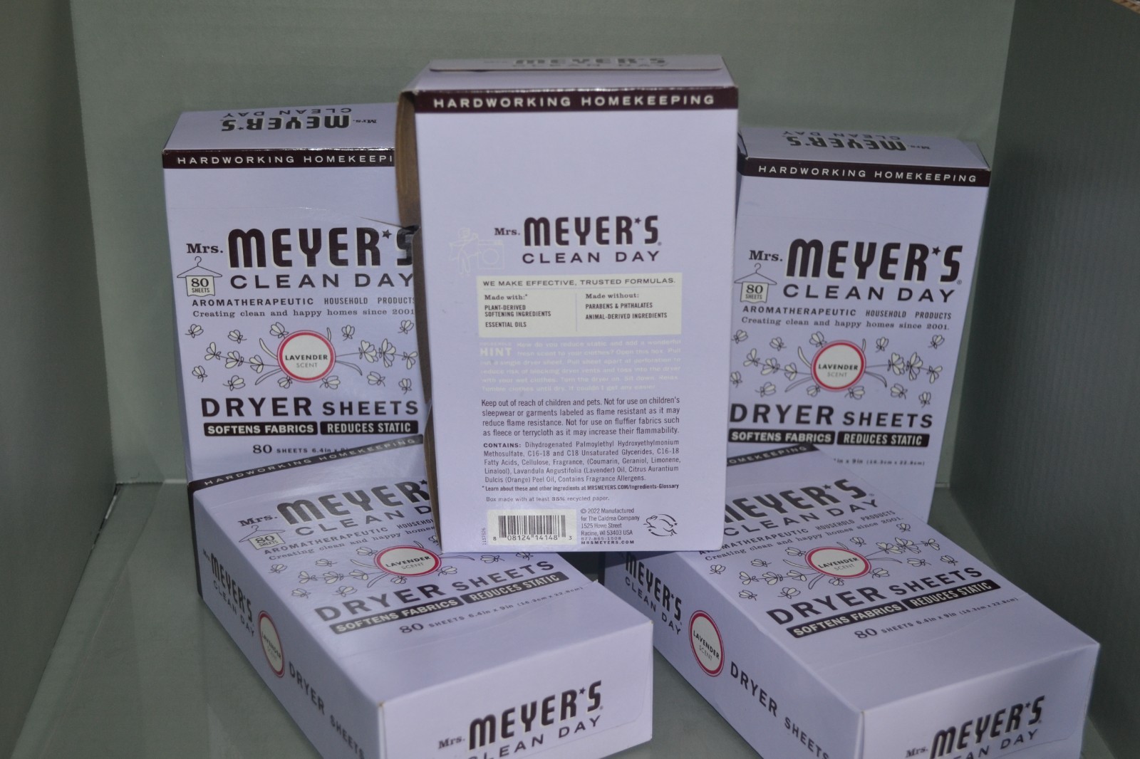 (5) Mrs. Meyer’s Clean Day Dryer Sheets, Lavender, 80 In Each
