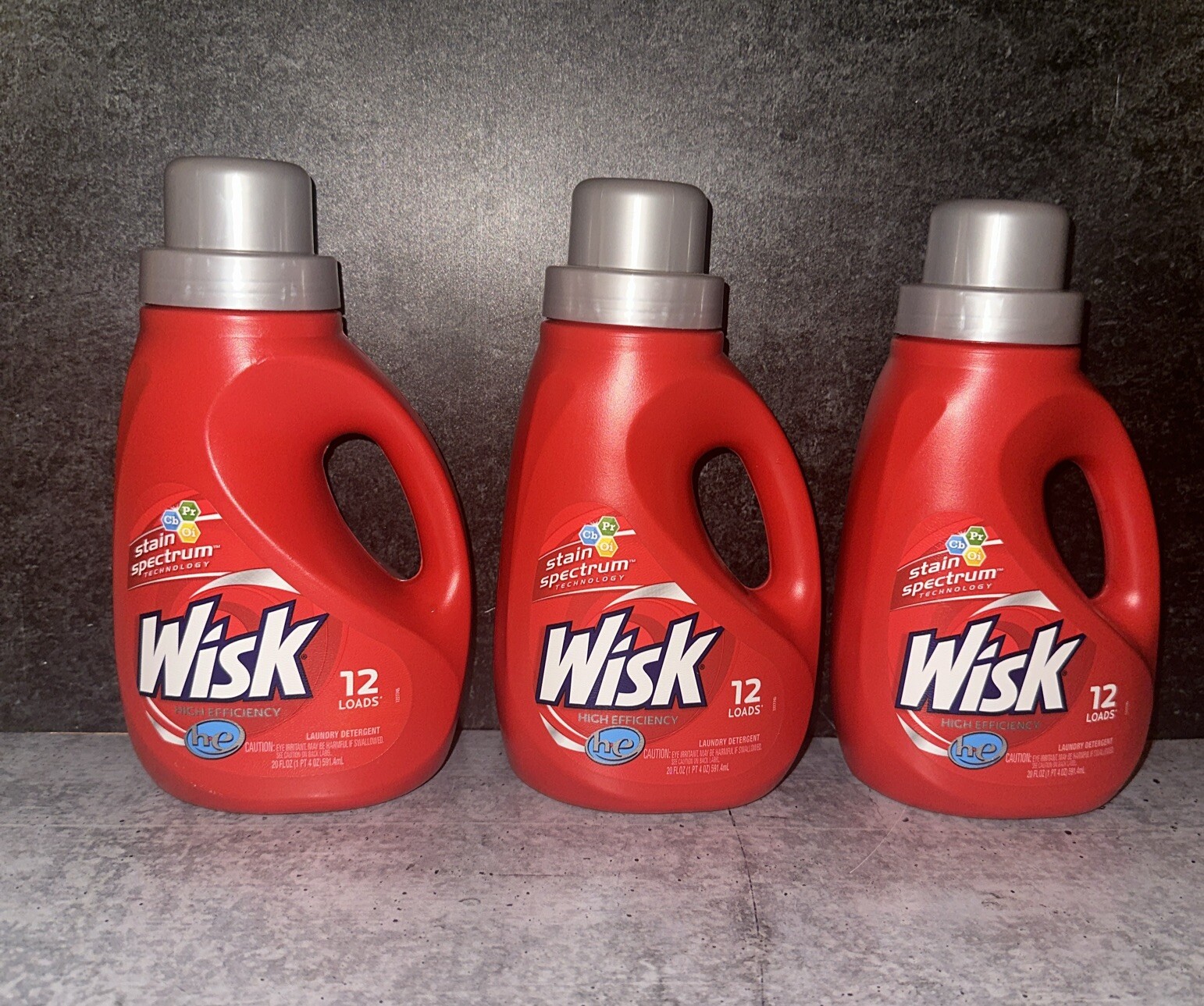 3 Wisk High Efficiency Stain Spectrum Liquid Laundry Detergent 20oz Each Bottle