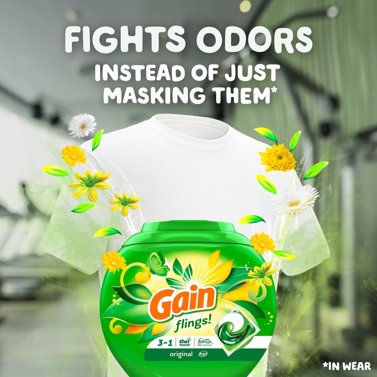 Gain flings! Original 3 in 1 Oxi & Febreze HE Concentrated Laundry 60 Pacs -40oz