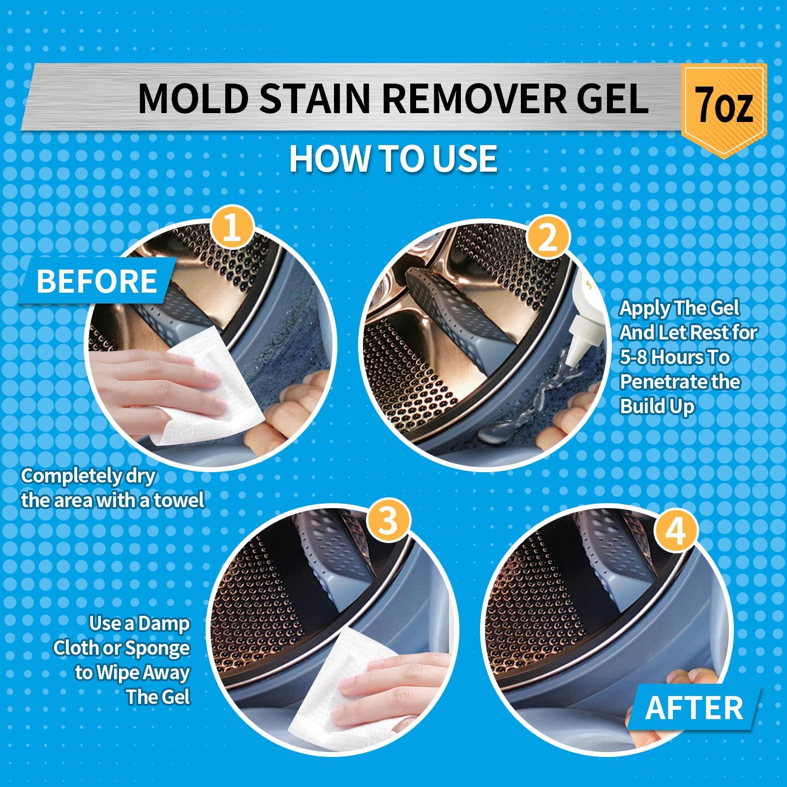 Adhesive Gbye Home Stain Cleaner, 7 fl oz Mold 7 Fl Oz (Pack of 1), 7 floz