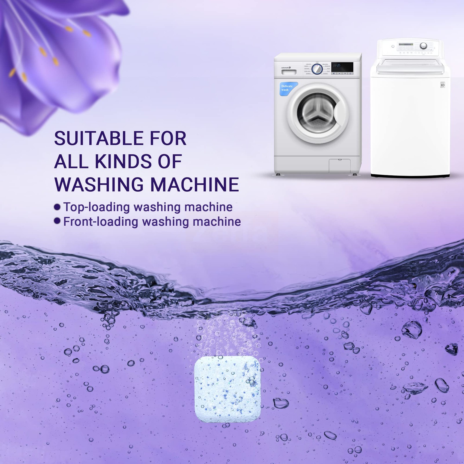 Zerfa 24 Pcs Lavender Washing Machine Deep Cleaner Tablets – 504g Descaler