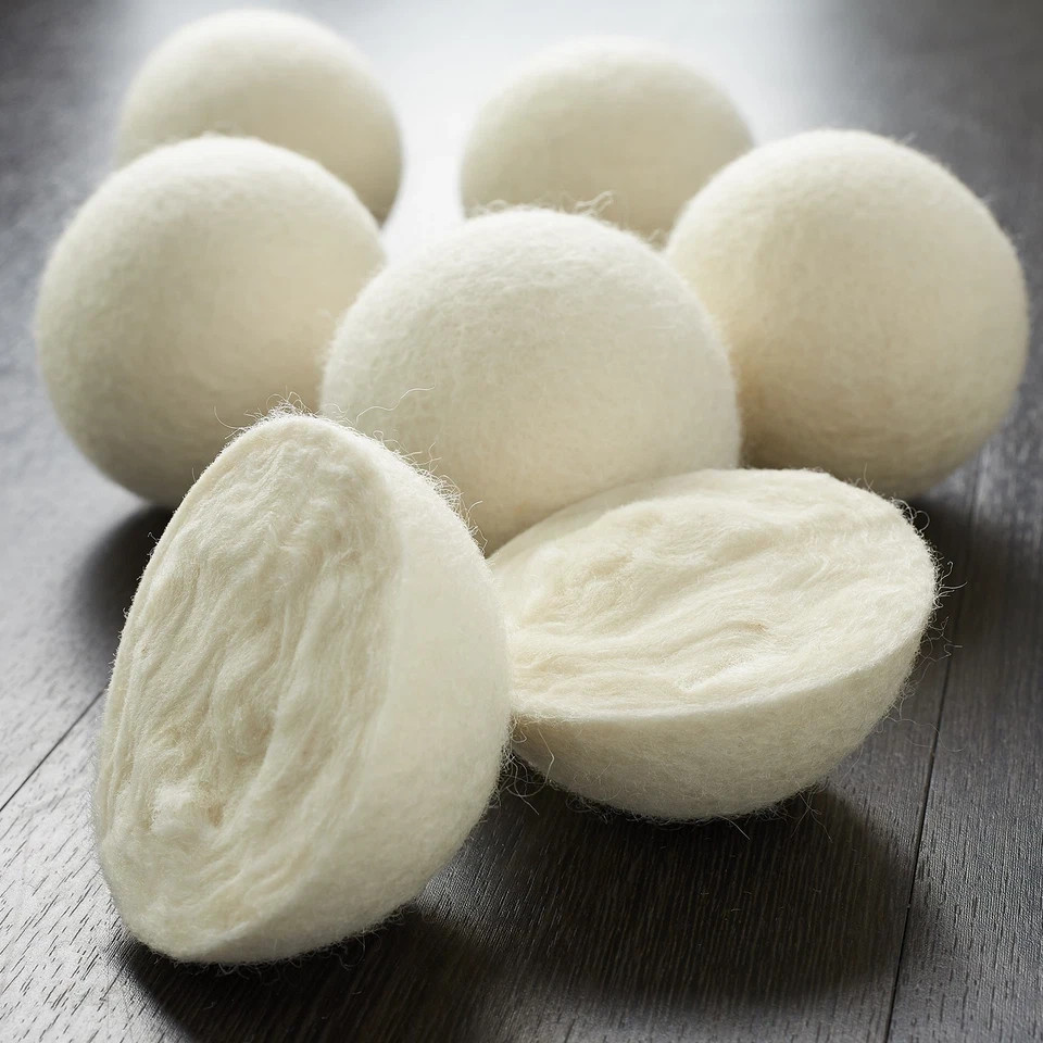 6 XL Organic New Zealand Wool Dryer Balls Natural Fabric Softener Reusable