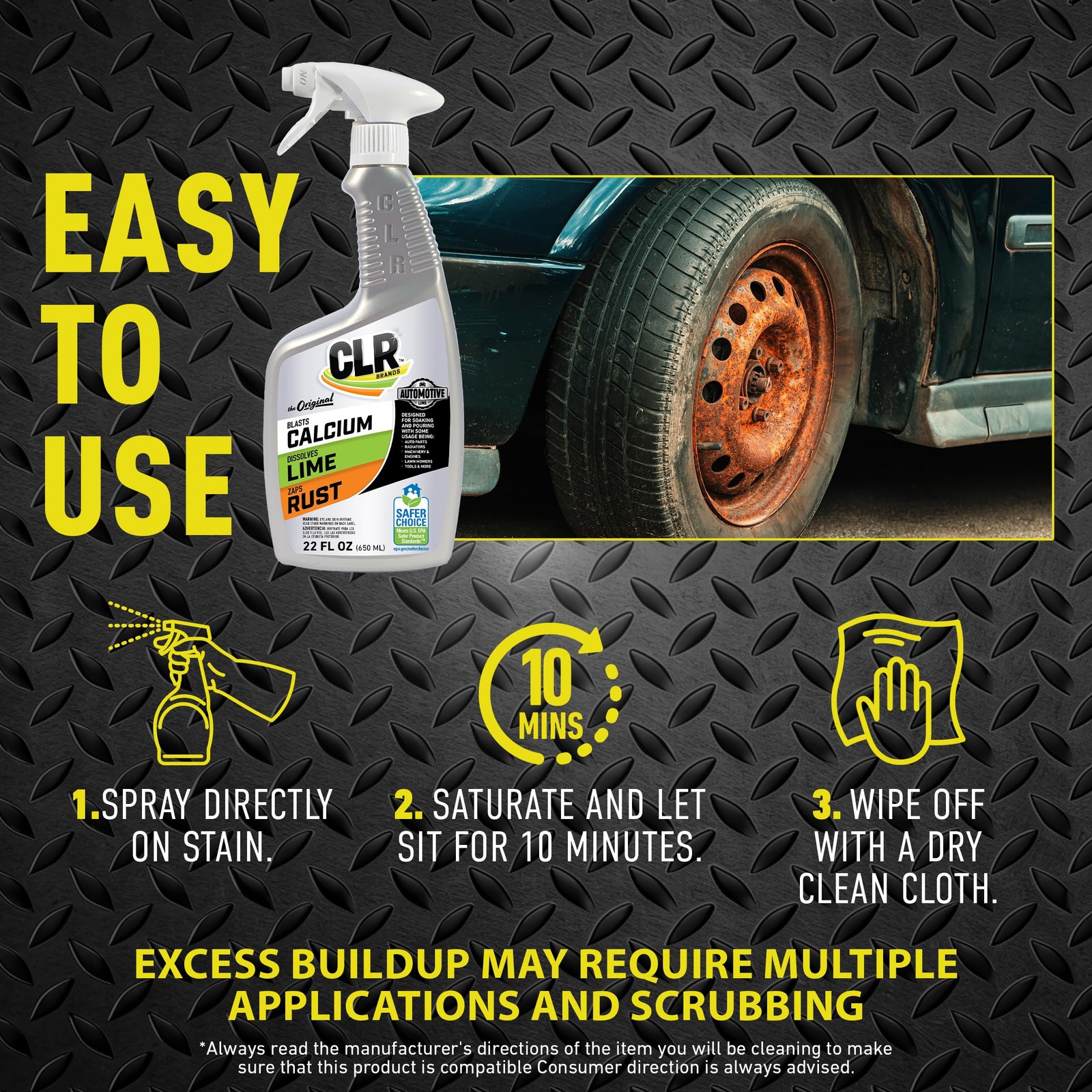 CLR Brands Automotive Calcium, Lime and Rust Remover 22 Fl Oz (Pack of 1)