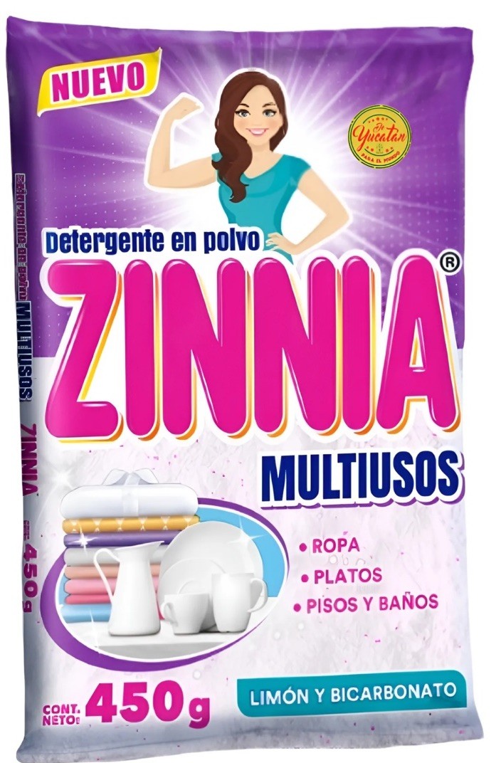6 Pack ZINNIA DETERGENTE EN POLVO MULTIUSOS 450g C/U