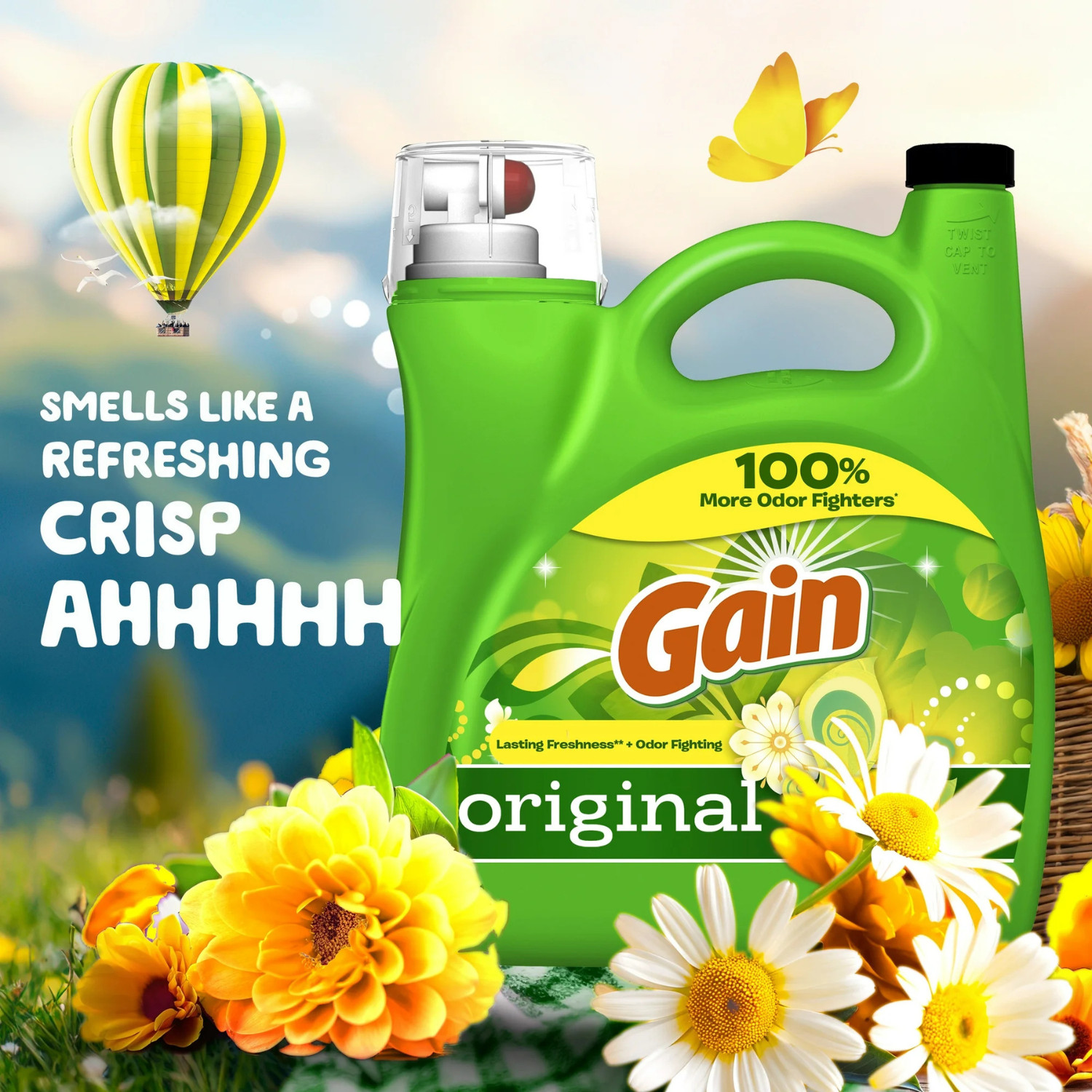 (2 Pack) Gain Original HE Laundry Detergent 107 Loads 154 -fl oz