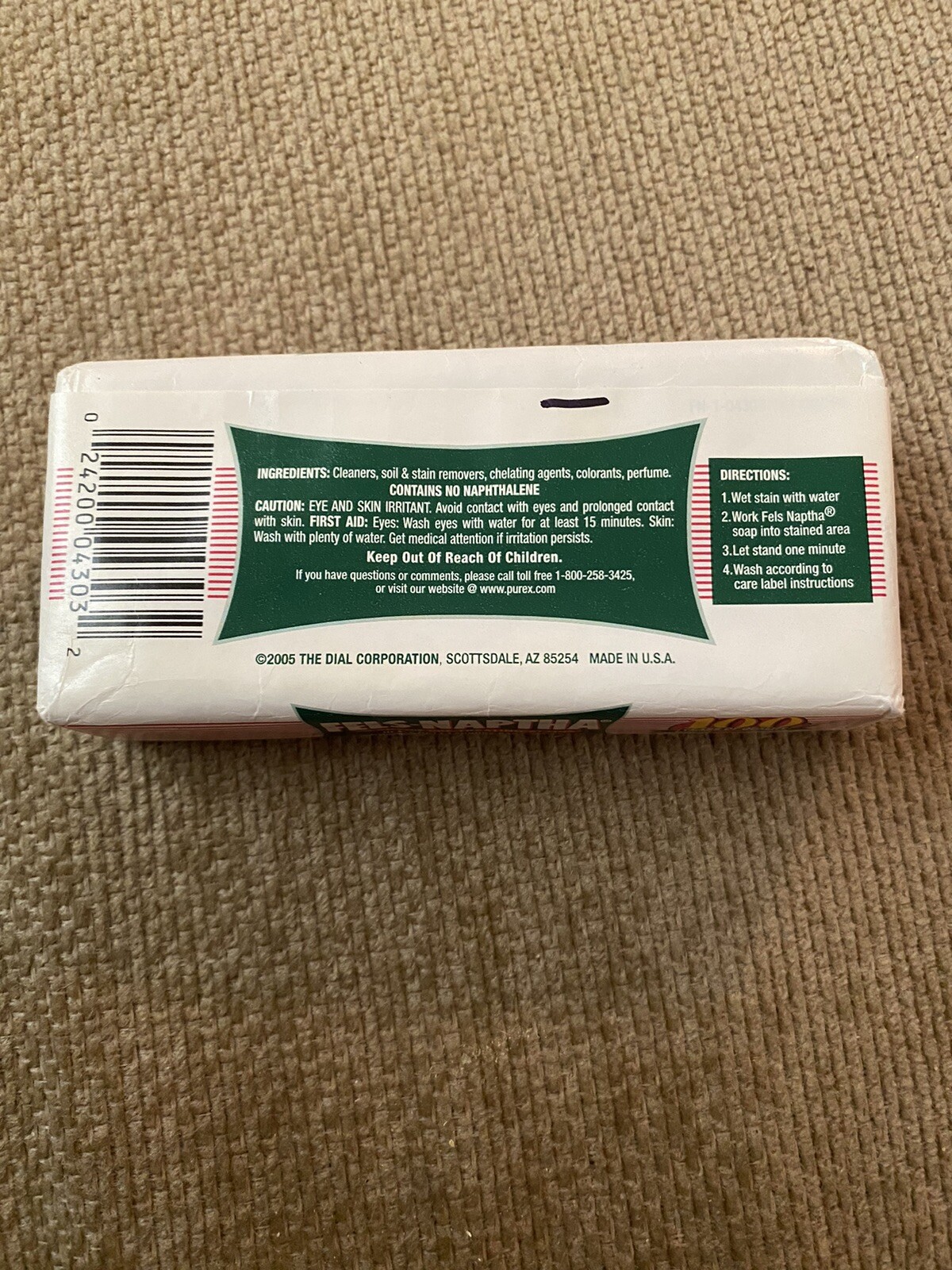 Fels-Naptha Heavy Duty Laundry Bar Soap Homemade Made in USA 100 Years Quality