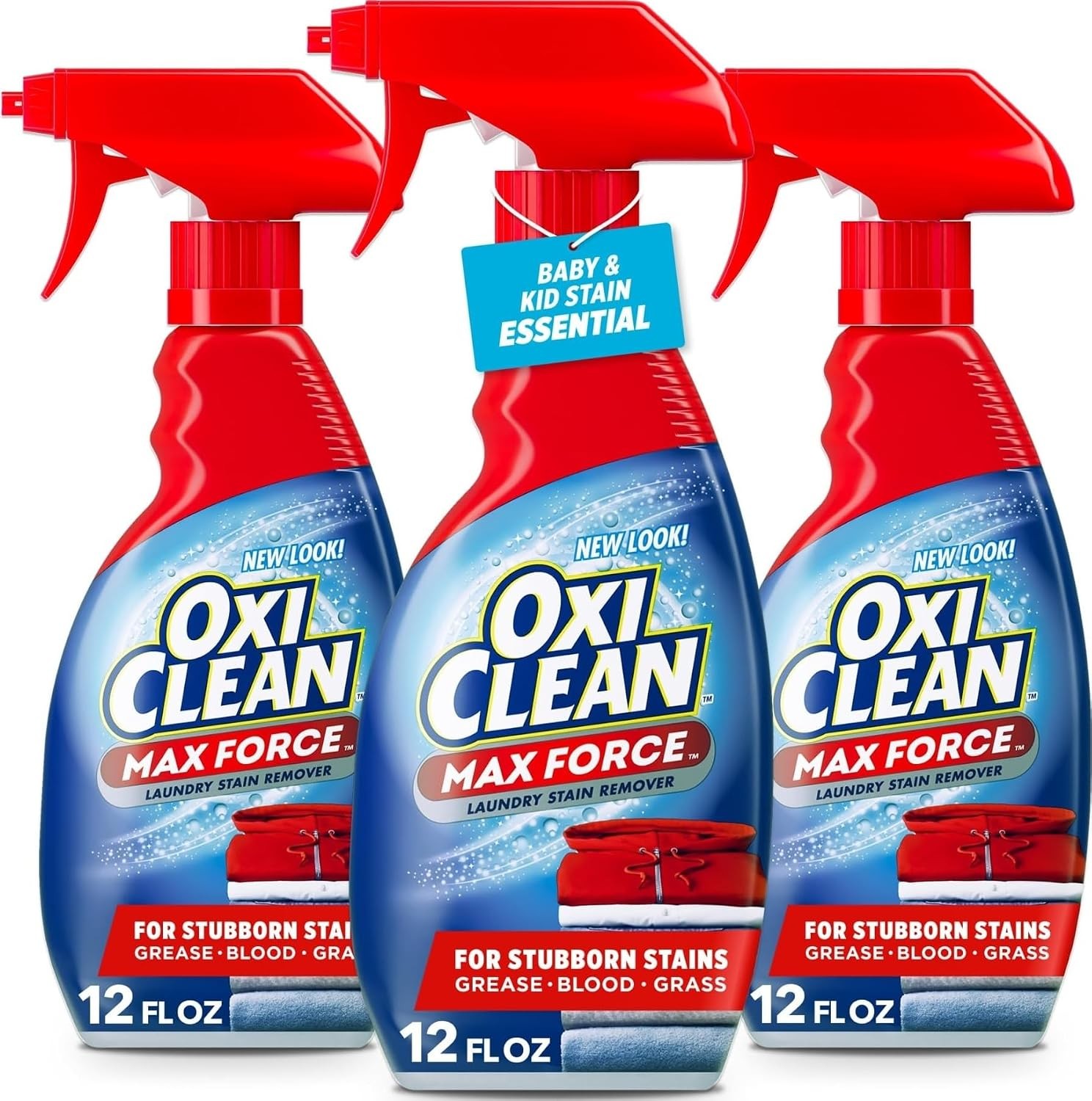OxiClean Max Force Laundry Stain Treater Spray, 12 Fl Oz (Pack of 3) | Spray Now