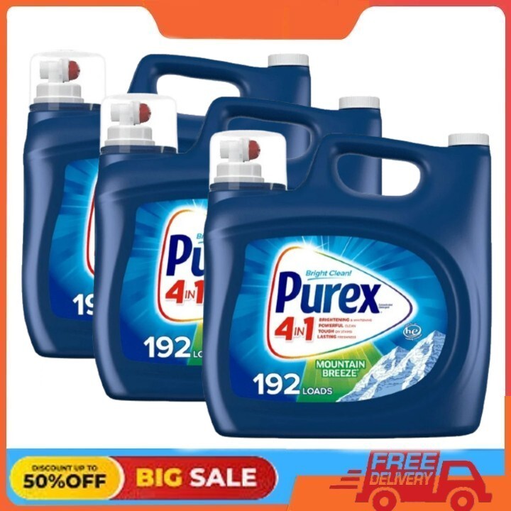 3 Pack Purex Liquid Laundry Detergent, Mountain Breeze, 250 Fluid Oz, 192 Loads