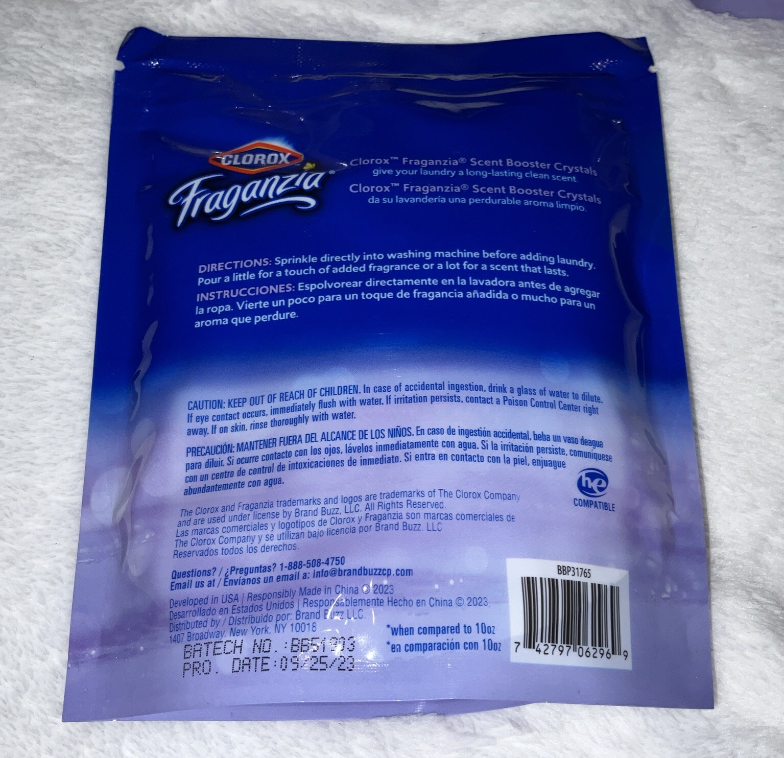 CLOROX FRAGANZIA LAVENDER/EUCALYPTUS INWASH BOOSTER CRYSTALS 10 OZ NEW Lot Of 3