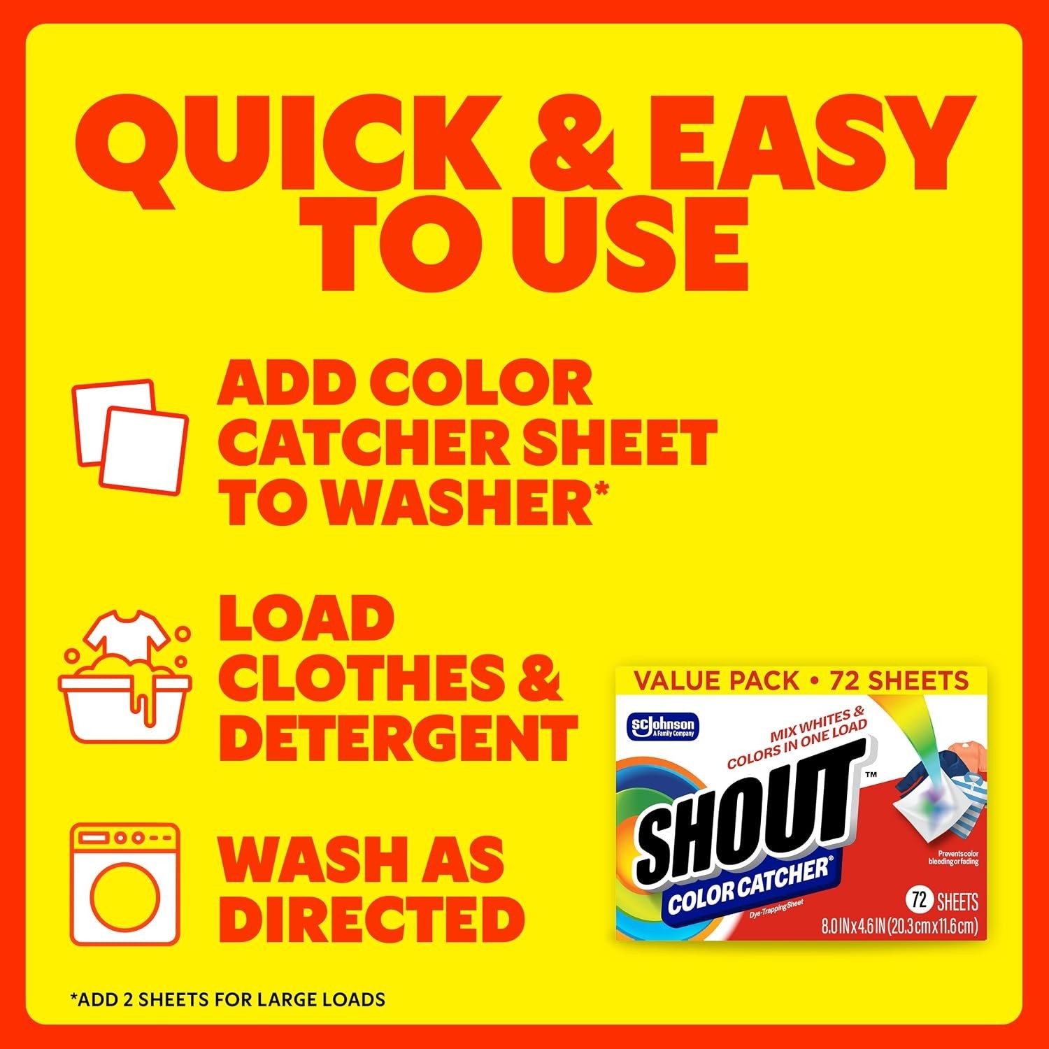 Shout Color Catcher Laundry Sheets – 72 Count to Preserve and Protect Colors