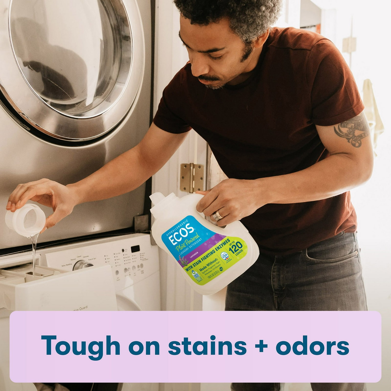 (2 pack) ECOS Hypoallergenic Liquid Laundry Detergent for Sensitive Skin, Lavend