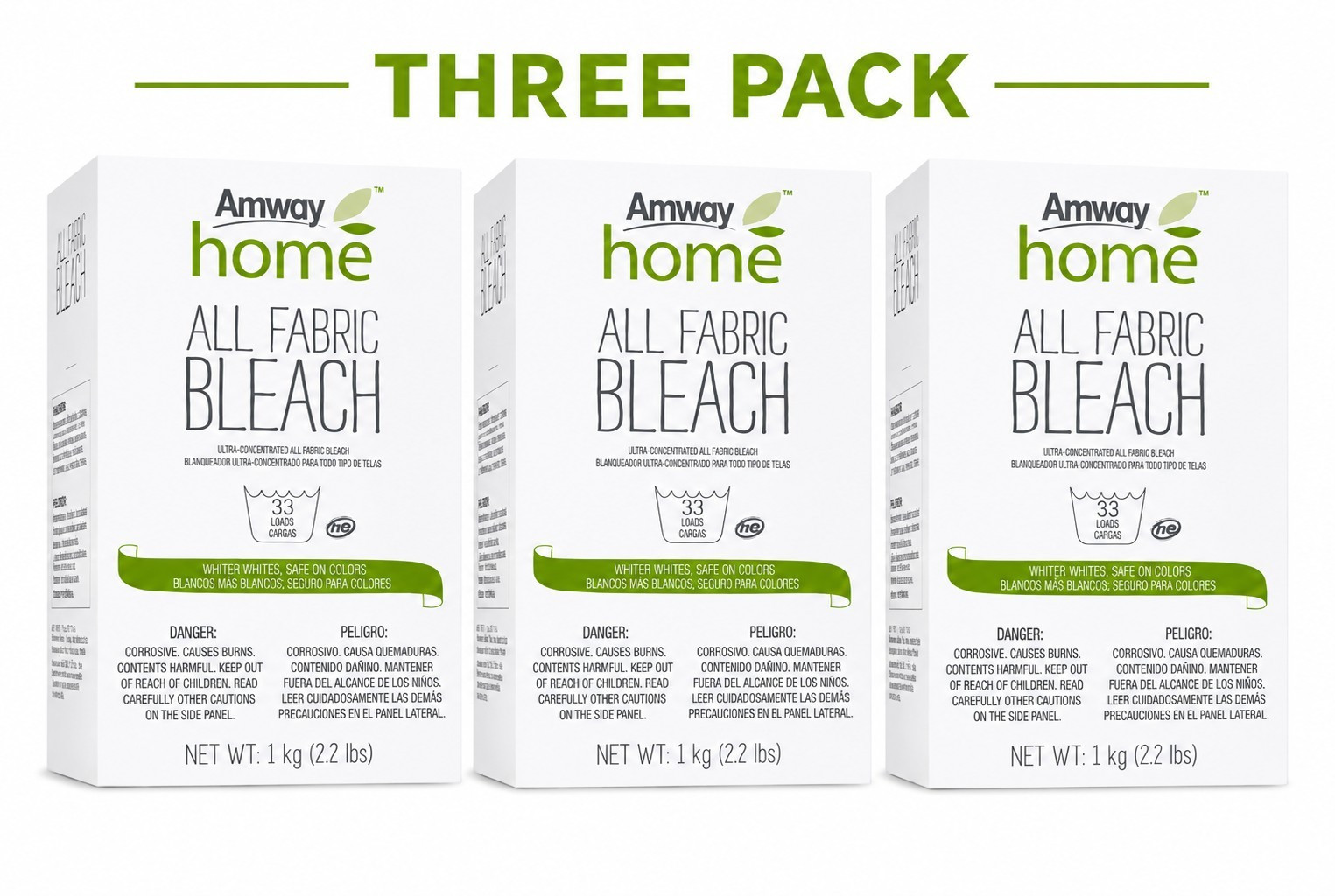 Amway Home All Fabric Bleach Powder, Ultra-Concentrated, HE, 33 Loads, 3 Pack