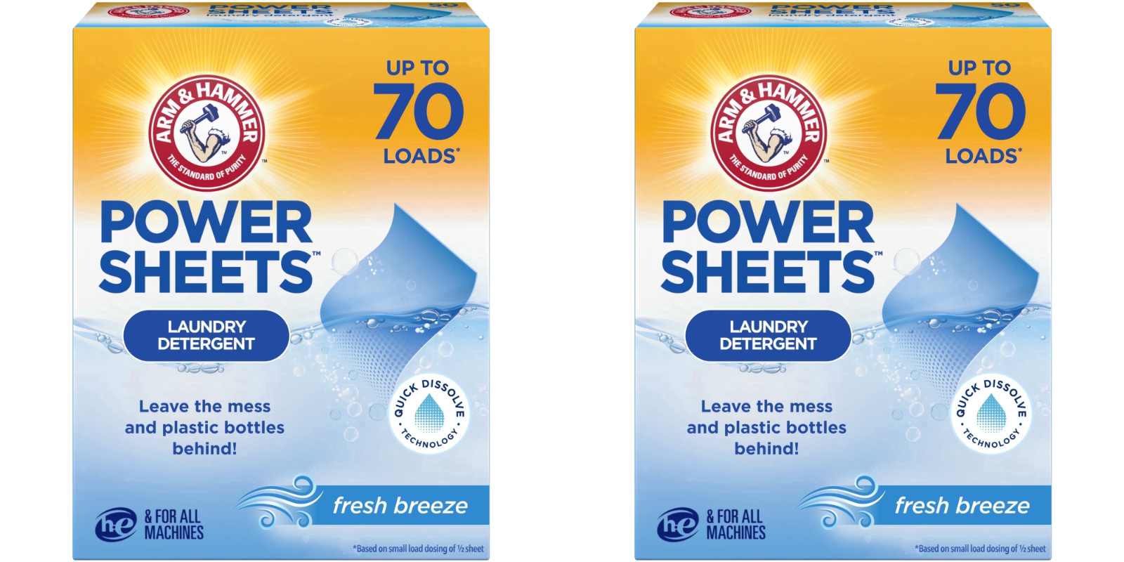 Arm & Hammer Power Sheets 2 Pack 35ct Fresh Breeze Laundry Detergent