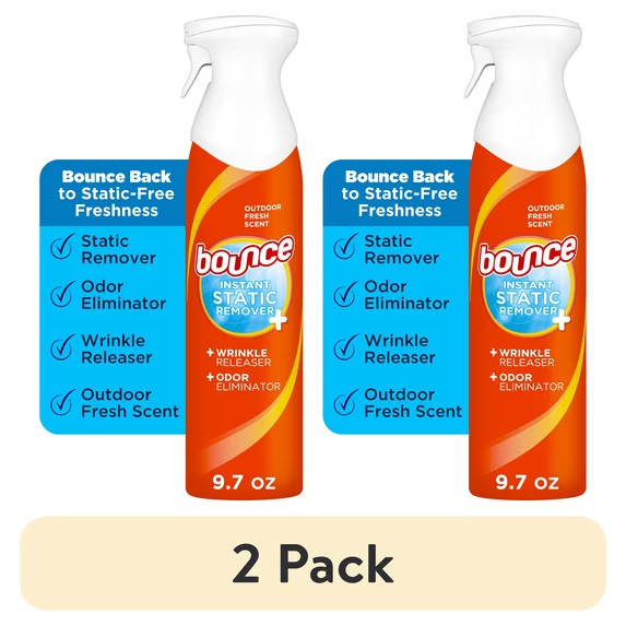 (2 pack) Bounce Rapid Touch-Up 3 in 1 Static Remover, Fresh Scent, 9.7 oz