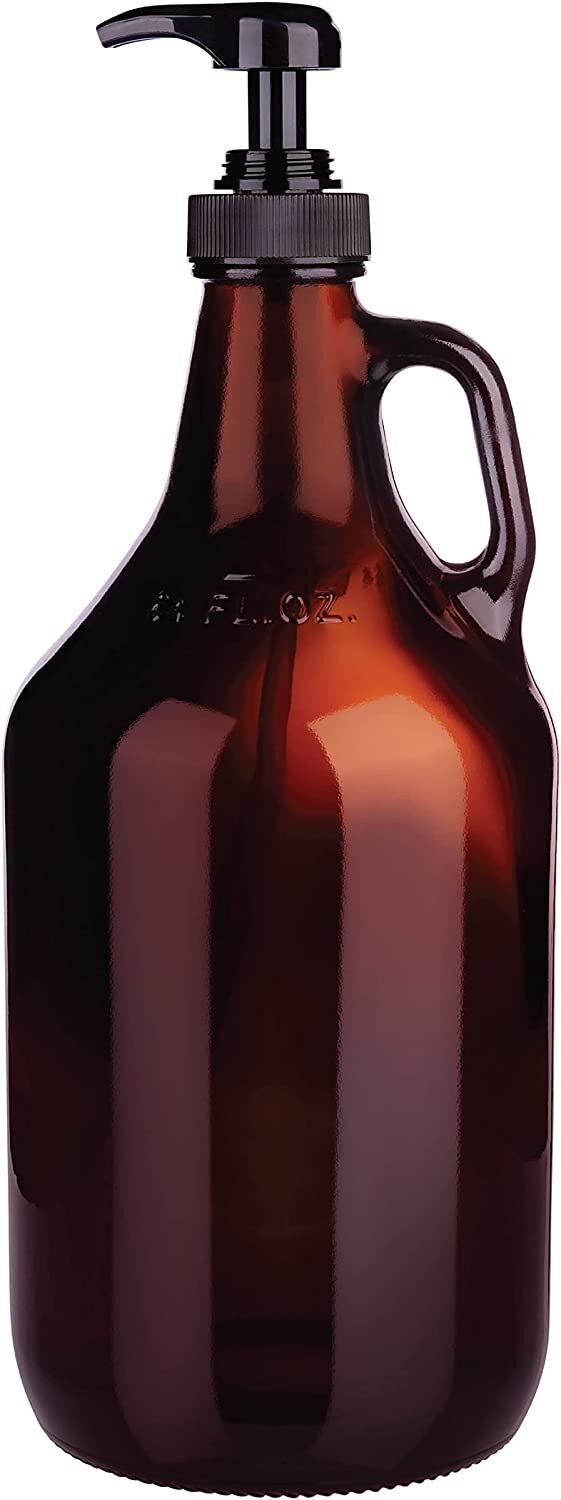 Half Gallon Glass Pump Dispenser Bottle, Large Jug with Pump for Laundry Soap…