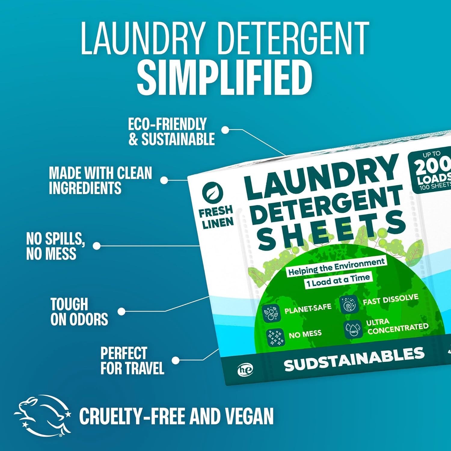 Laundry Detergent Sheets (200 Loads) – Eco-Friendly, Zero Waste, Plastic-Free La