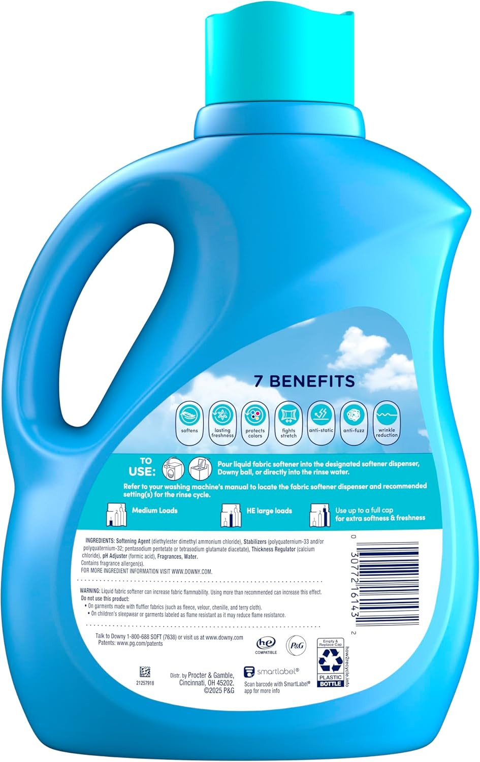 Downy Soft, 2 in 1 Soft and Fresh Liquid Fabric Softener, Cool Cotton, 100 Fl Oz