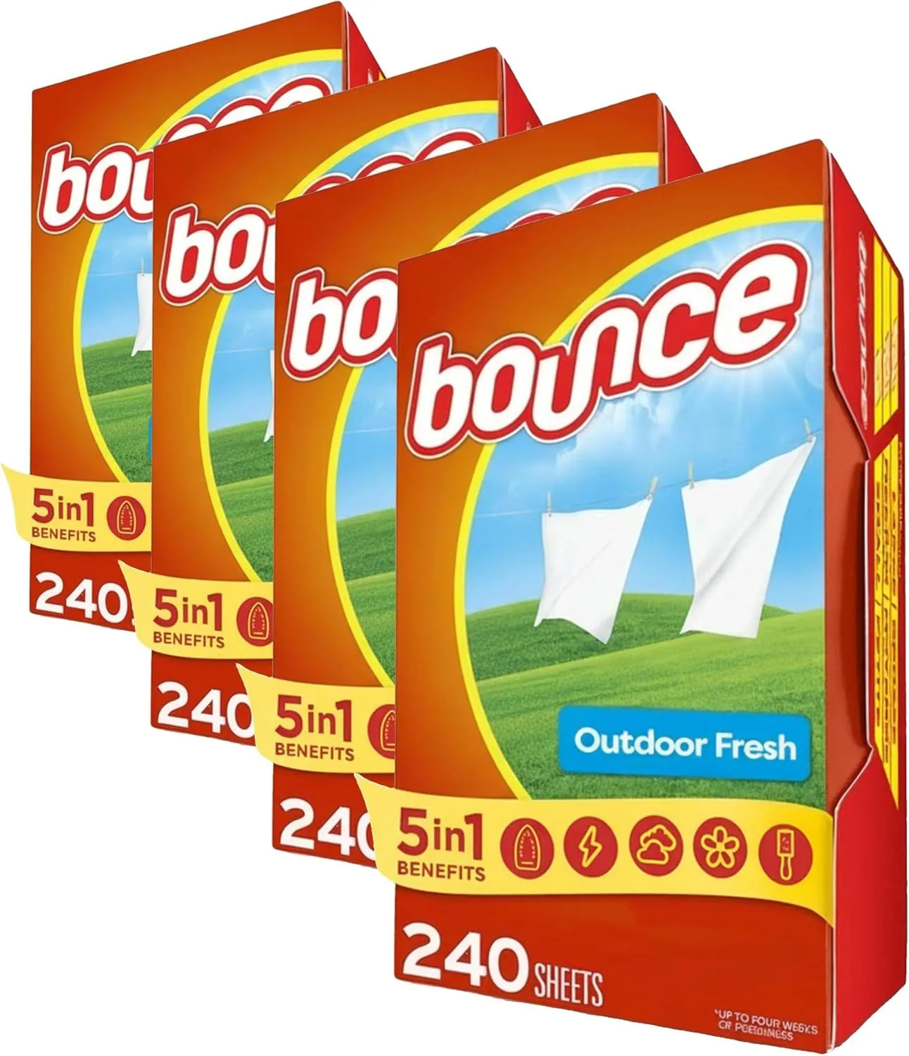 Bounce Fabric Softener Sheets Outdoor Fresh Scent 120 Count