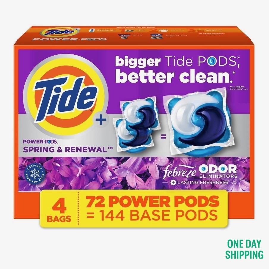 Tide Power PODS with Febreze Laundry Detergent Pacs Spring & Renewal 72 ct