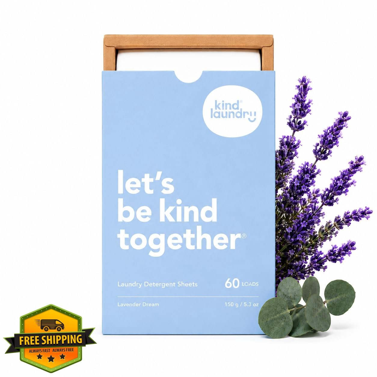 Kind Laundry Detergent Sheets – 60 Loads Lavender Dream, EWG Verified, No Res…