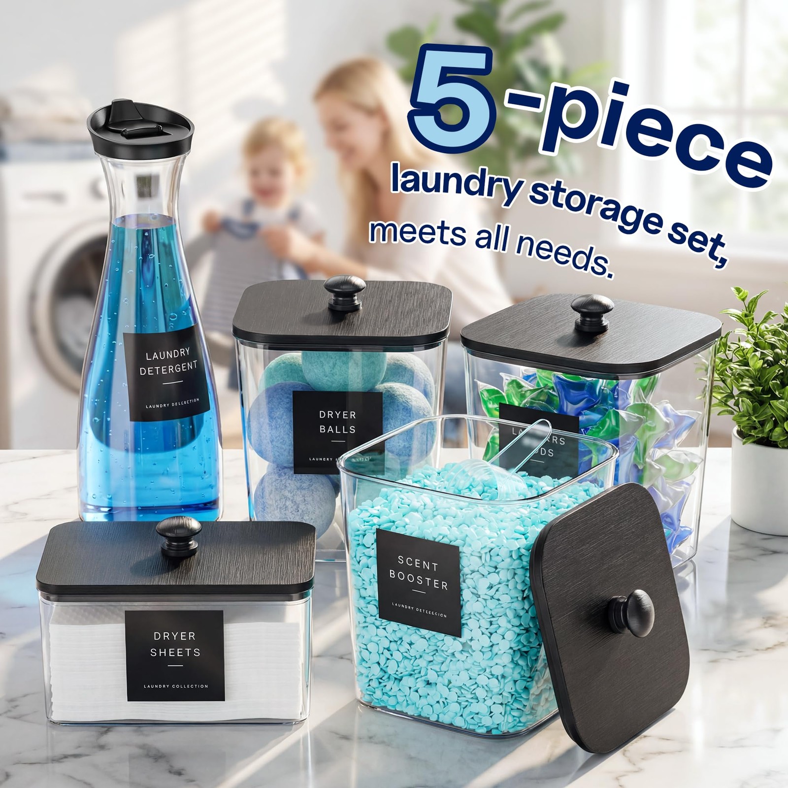 galasily Laundry Pods Container 3+1+1 Pack