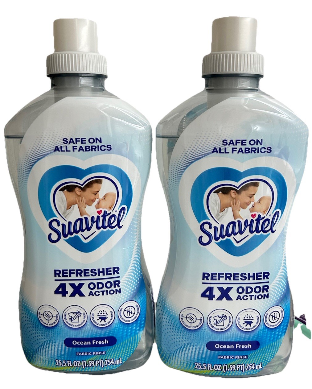 2x Suavitel Refresher Fabric Rinse 4X Odor Action Ocean Fresh Scent 25.5 fl oz