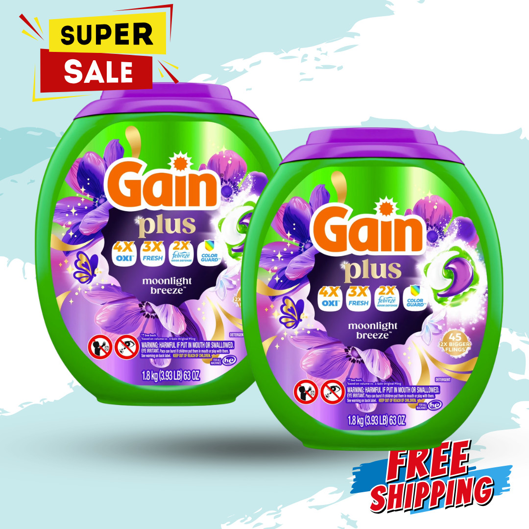 [FASH SALE]Gain Plus Flings Laundry Detergent Pacs Moonlight Breeze 45 Ct 2 Pack