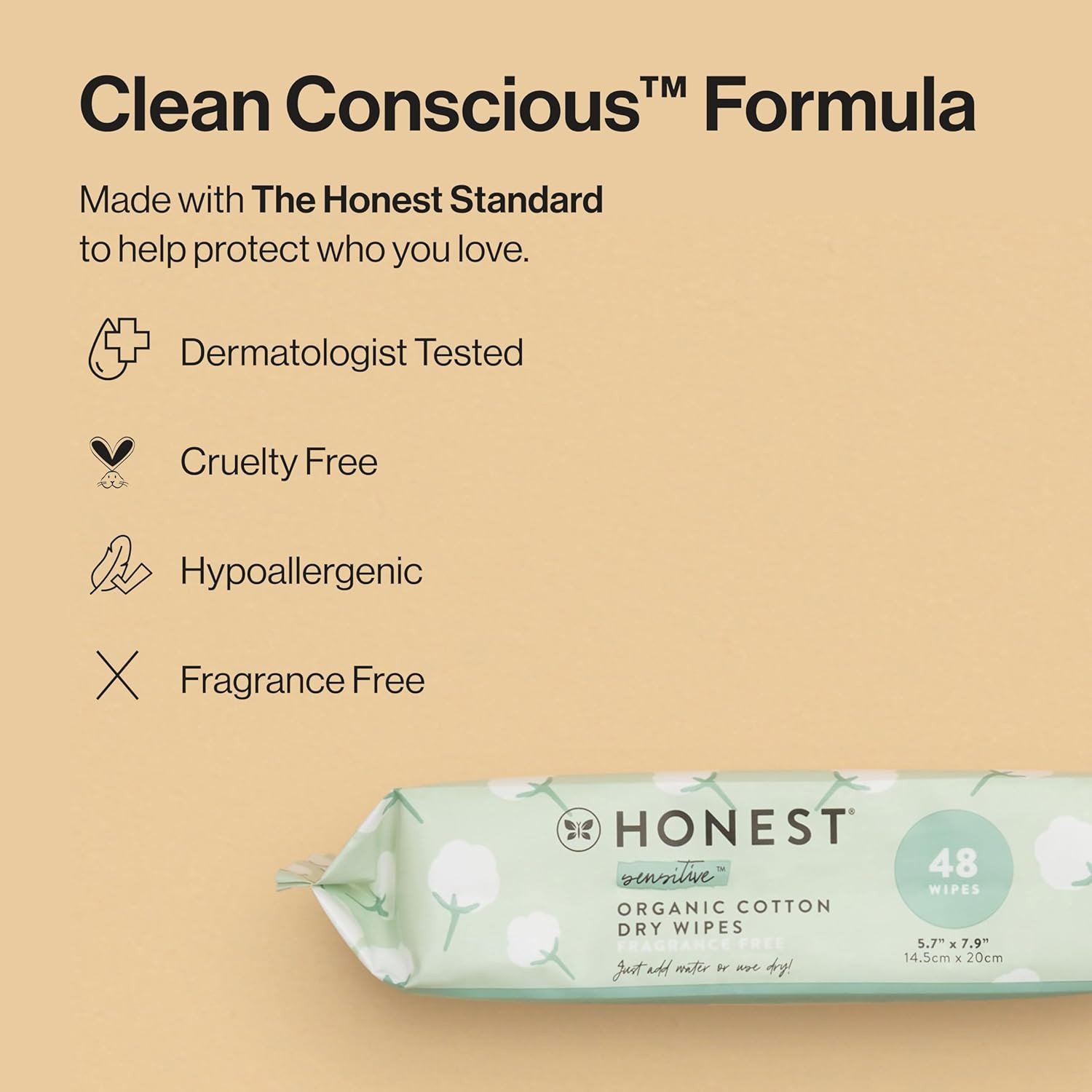 100% Pure Organic Cotton Dry Wipes | Multi-Use Disposable Facial Cloth and Baby