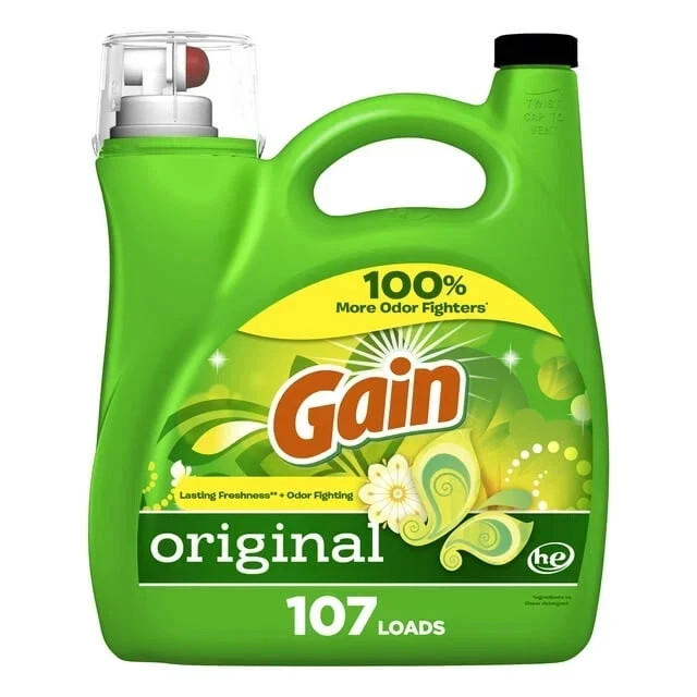 Gain Liquid Laundry Detergent, Original Scent, 154 fl oz, 107 Loads