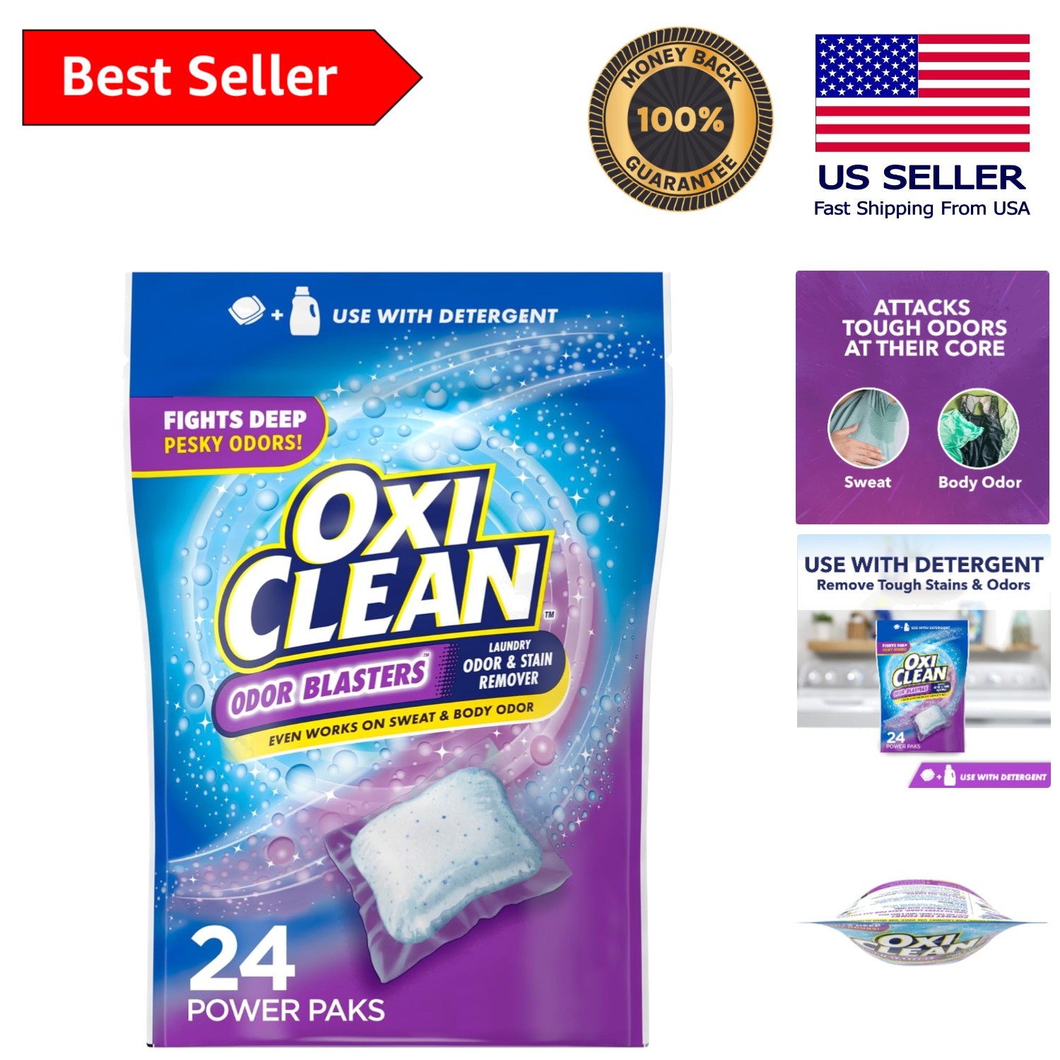 Odor Blasters 24 Ct Eco-Friendly Stain Remover & Odor Eliminator Power Paks