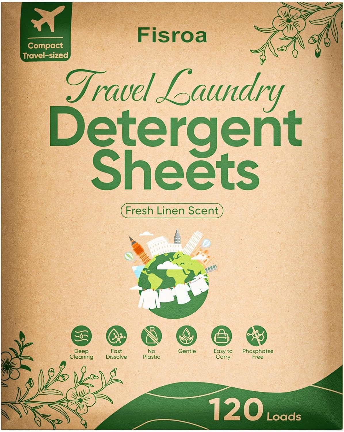 Compact 60 Count Eco-Friendly Washing Detergent Sheets for Travel & Home