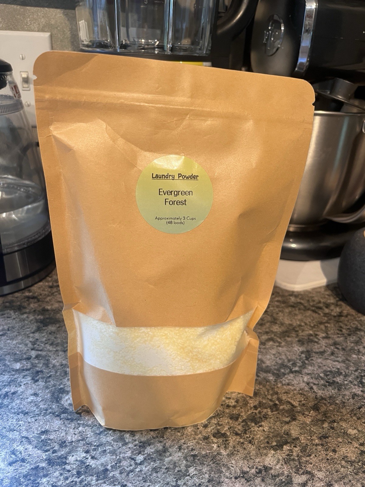 Homemade Laundry Detergent Powder. Evergreen Forest Scent. 3 Cups – 48 Loads.