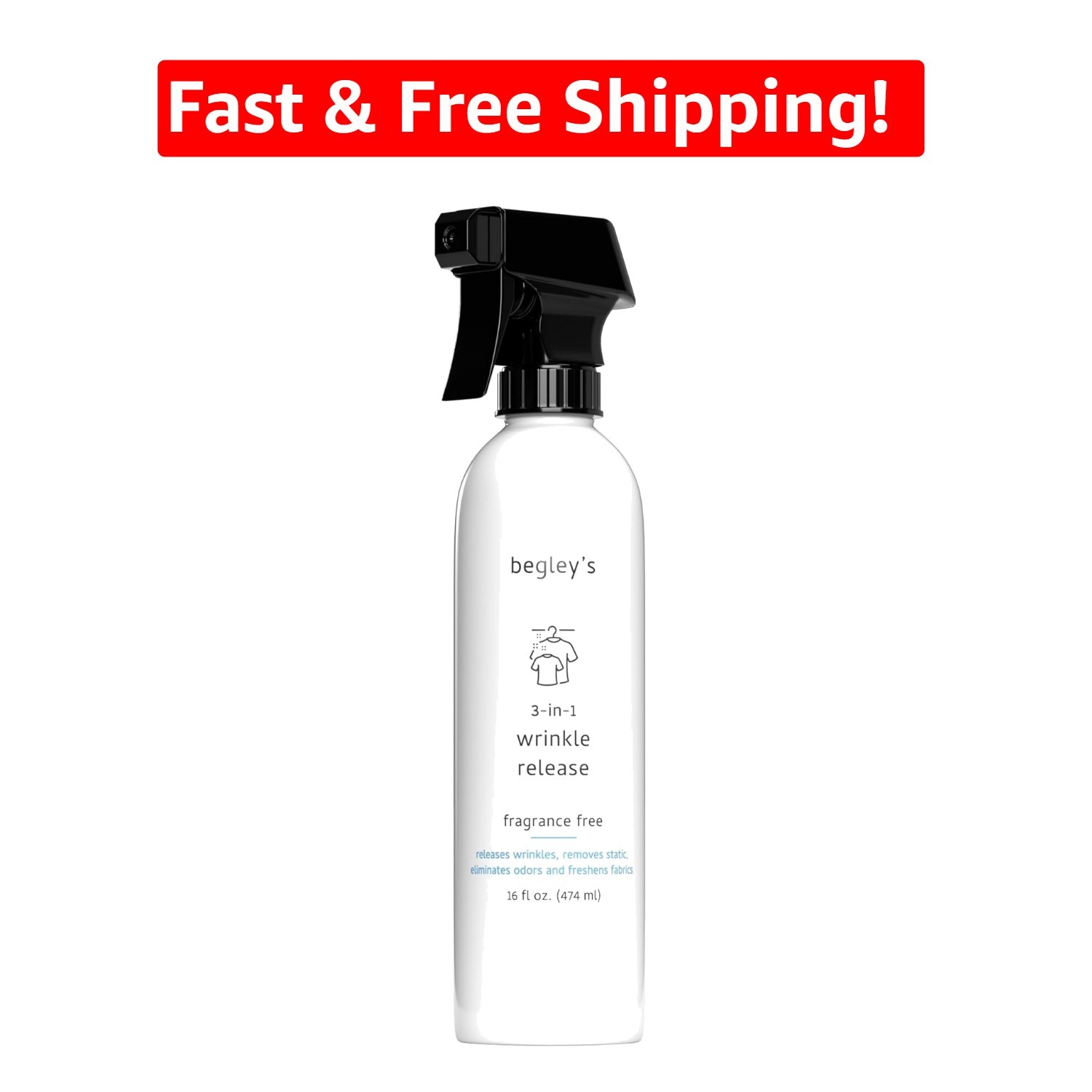 3-in-1 Fabric Refresher & Wrinkle Remover Spray – 16 oz Fragrance-Free