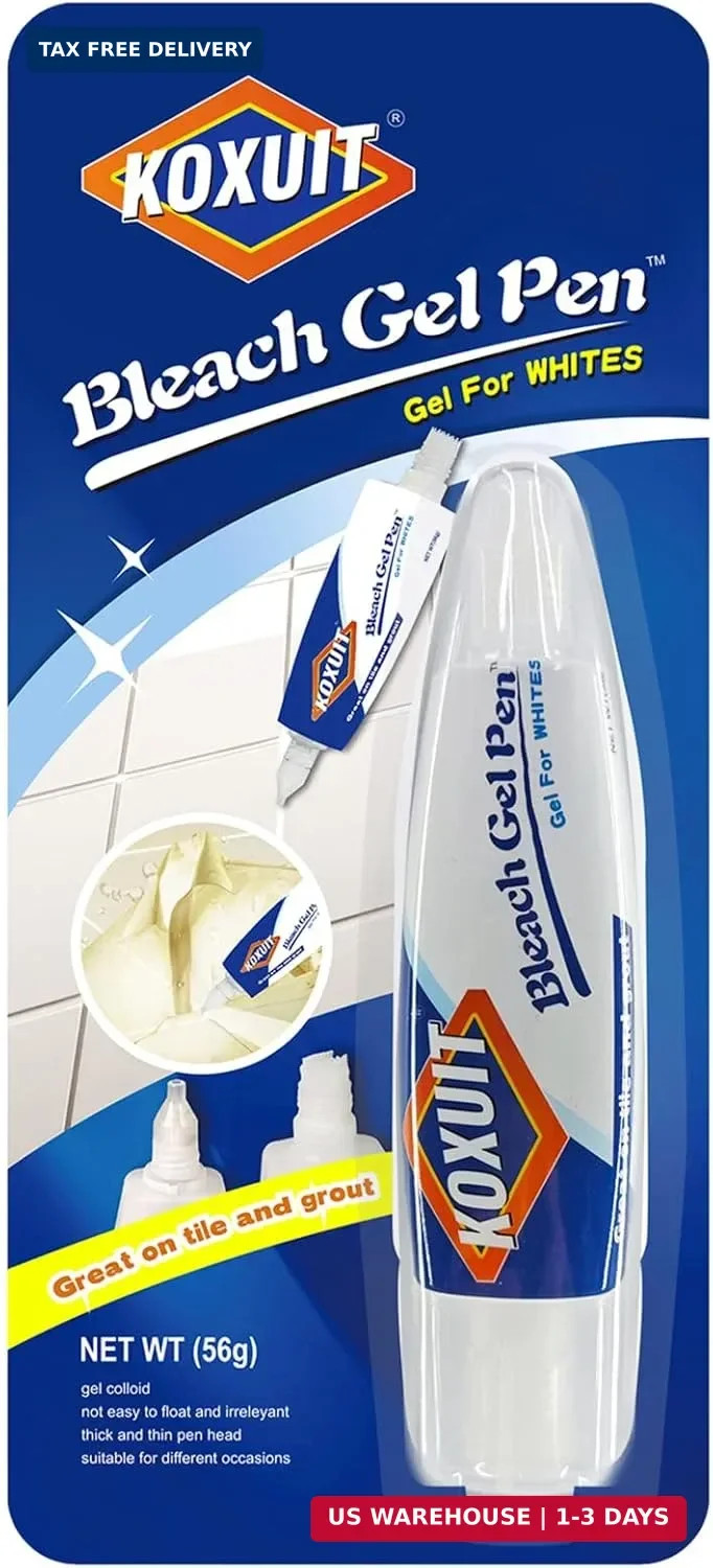 Portable Dual-Tip Bleach Pen for White Clothes & Grout – Travel-Ready 2-in-1 Gel