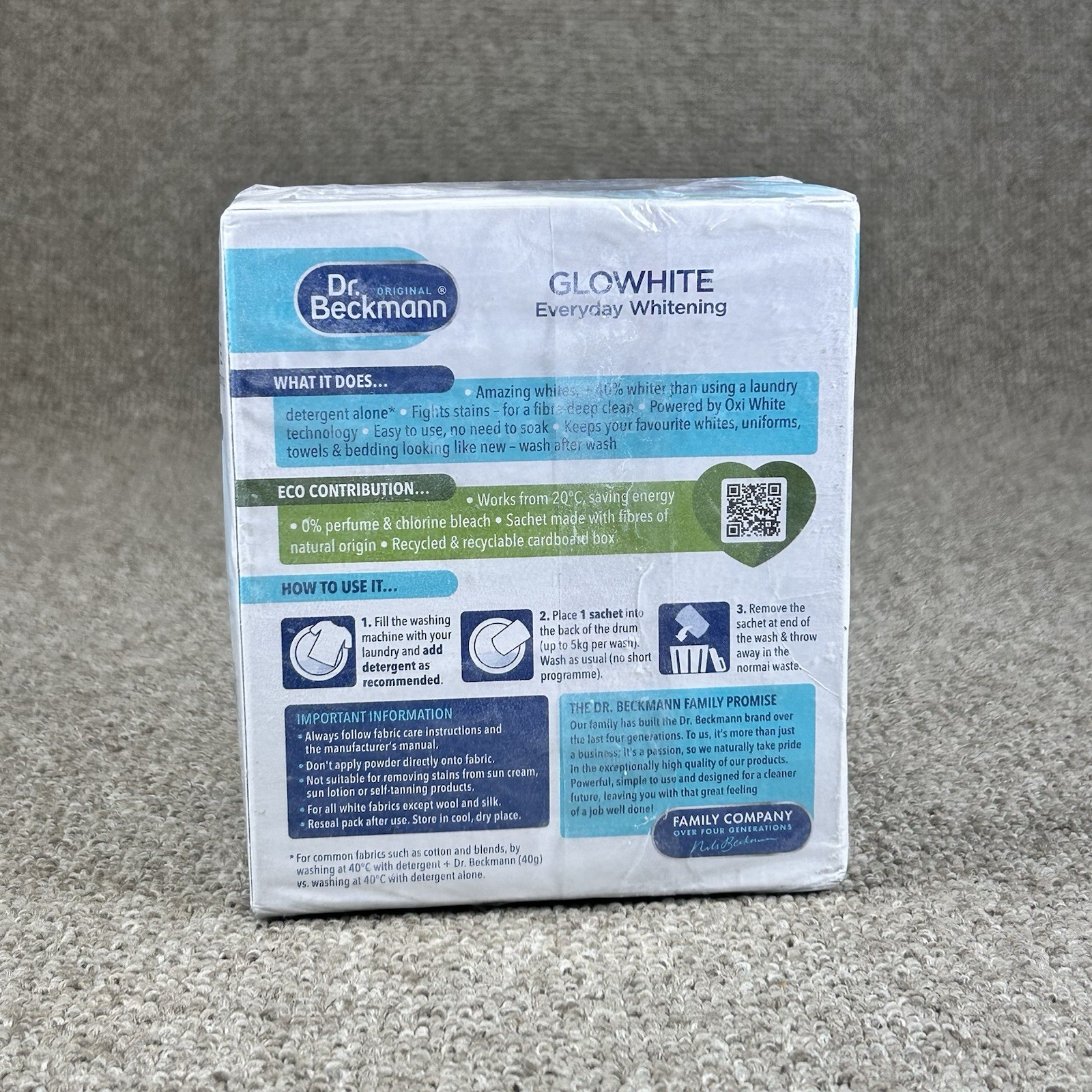 Dr.Beckmann Glowhite 5 x 40g Sachets Pack of 5 Refresh Whites/Stain Remover