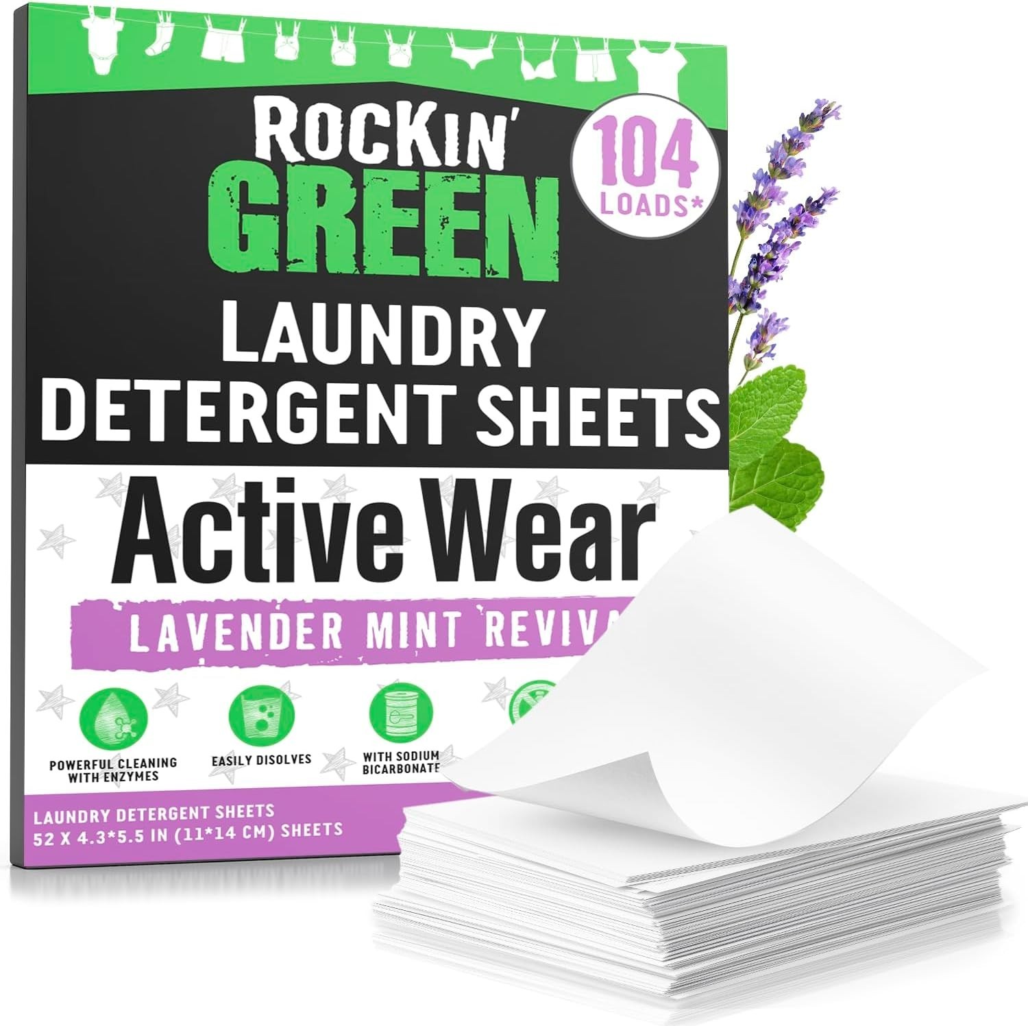 Dye Free & Chemical Free Laundry Sheets – 104 Loads of Lavender Mint Freshness