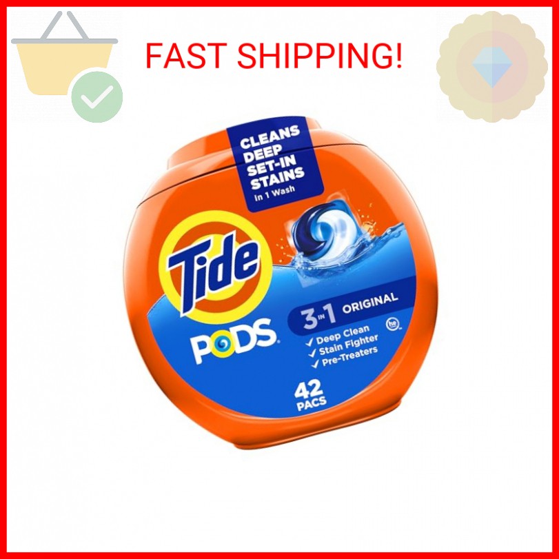 Tide PODS Laundry Detergent Pacs, 3-in-1 Stain Remover, Odor Fighter, Color Prot