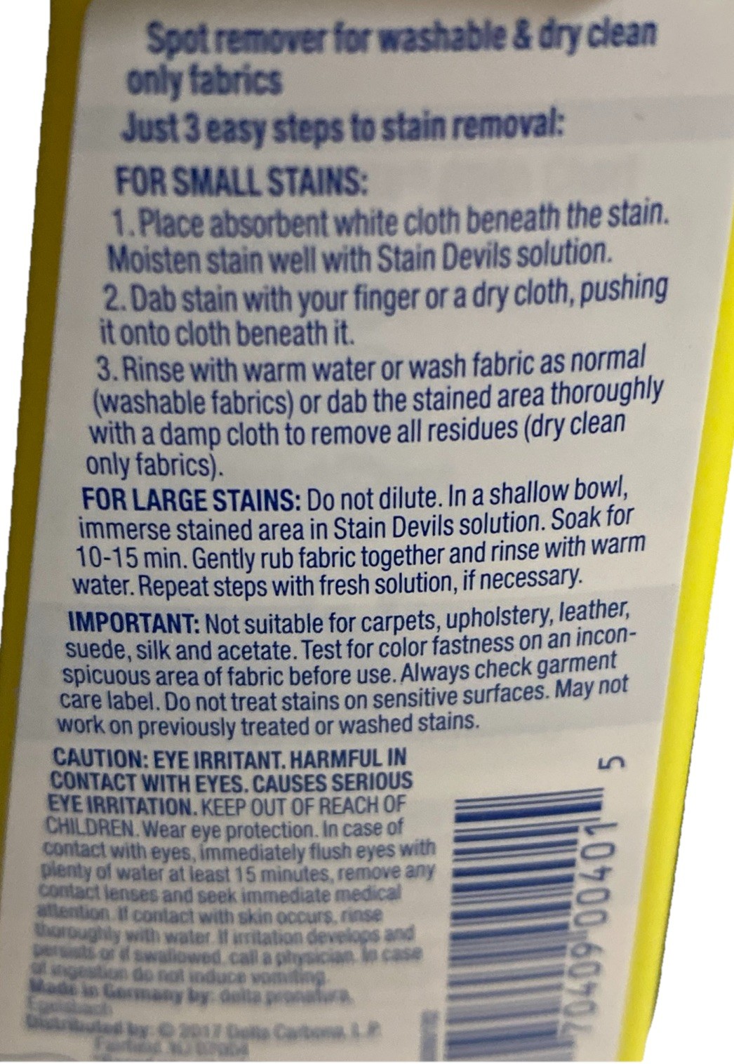 Carbona Stain Devils, #9 Rust & Perspiration Stain Remover for Laundry, 1.7 Oz