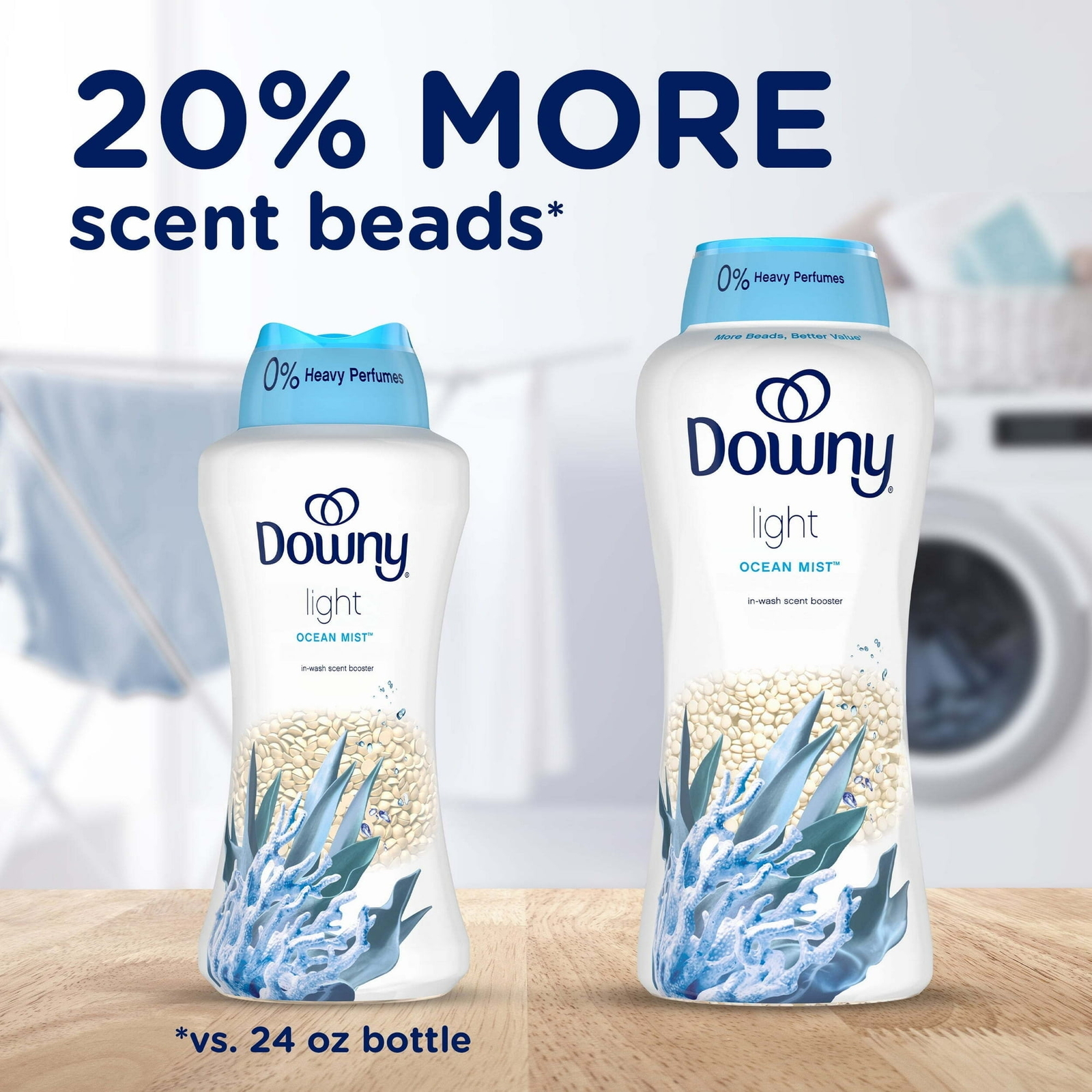 Downy Light Laundry Scent Booster Beads with Ocean Mist Scent, 30.1 oz